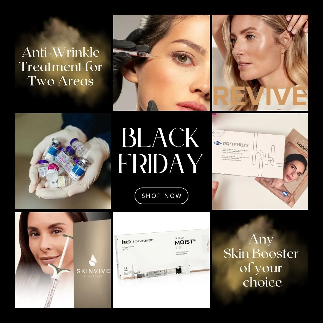 ‼️𝗕𝗹𝗮𝗰𝗸 𝗙𝗿𝗶𝗱𝗮𝘆 𝗕𝘂𝗻𝗱𝗹𝗲‼️
Wrinkle-free &amp; glowing! 
Shop now our Black Friday bundle! grab 2 anti-wrinkle areas + 1 premium skin booster for $999! 

Confused which skin booster is suitable for your skin? Pop in for your FREE nurse a