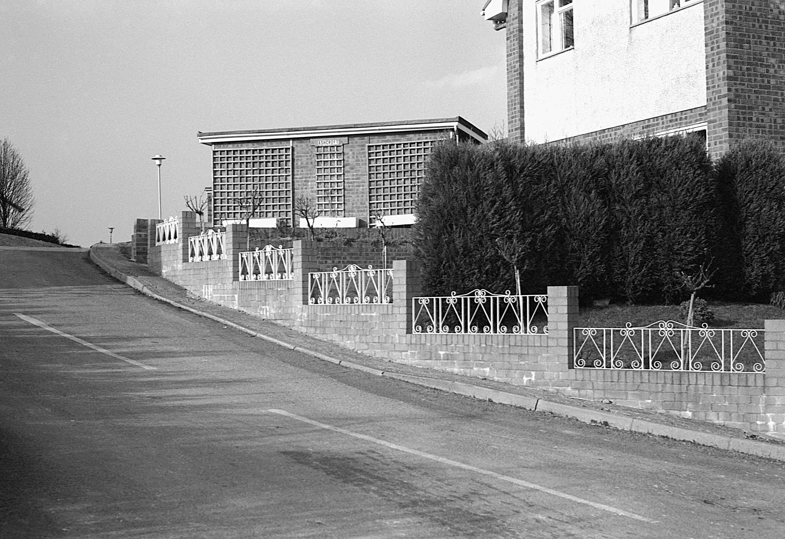 Stephen Clarke, Garage on a hill Housing Estate Caerleon 1986.jpg