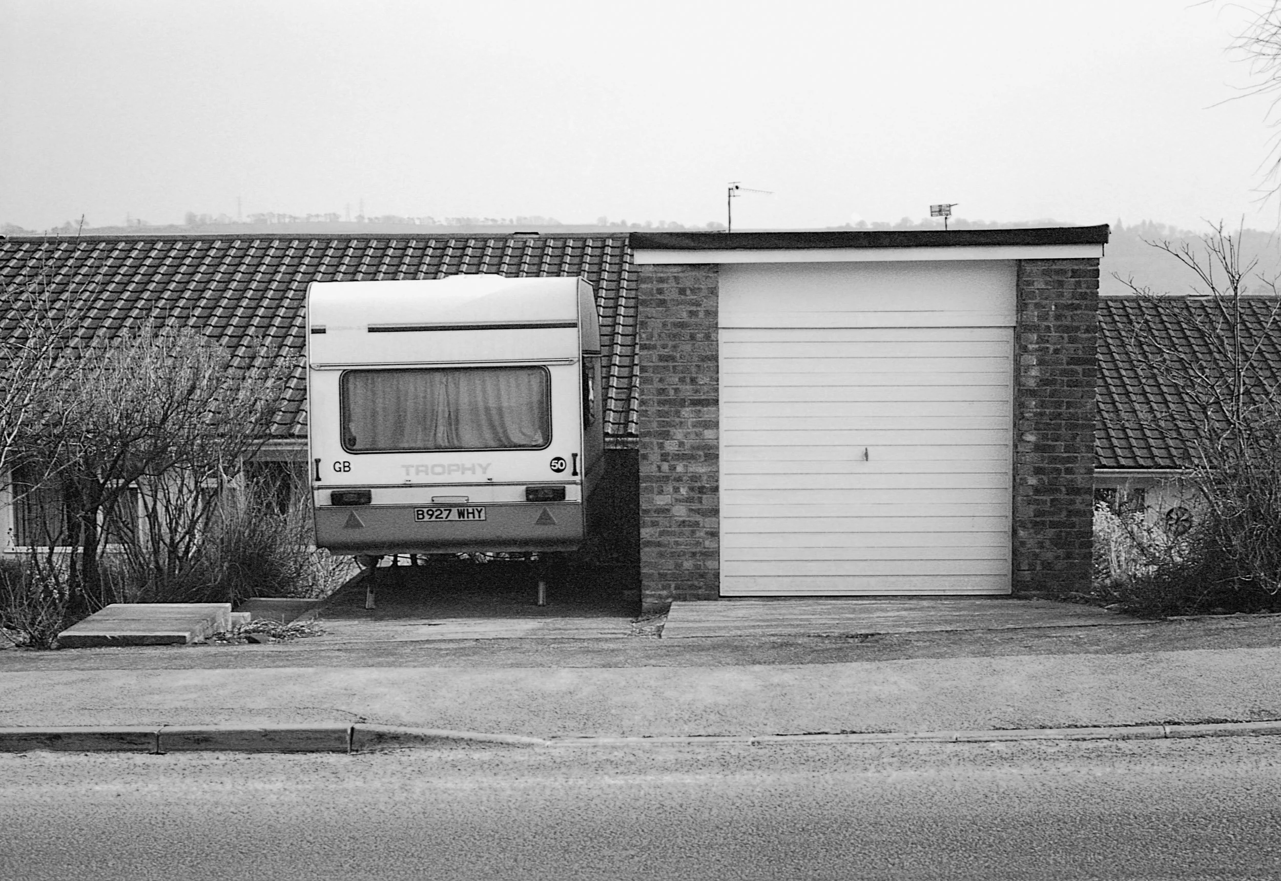 Stephen Clarke Caravan in drive Housing Estate Caerleon 1986.jpg