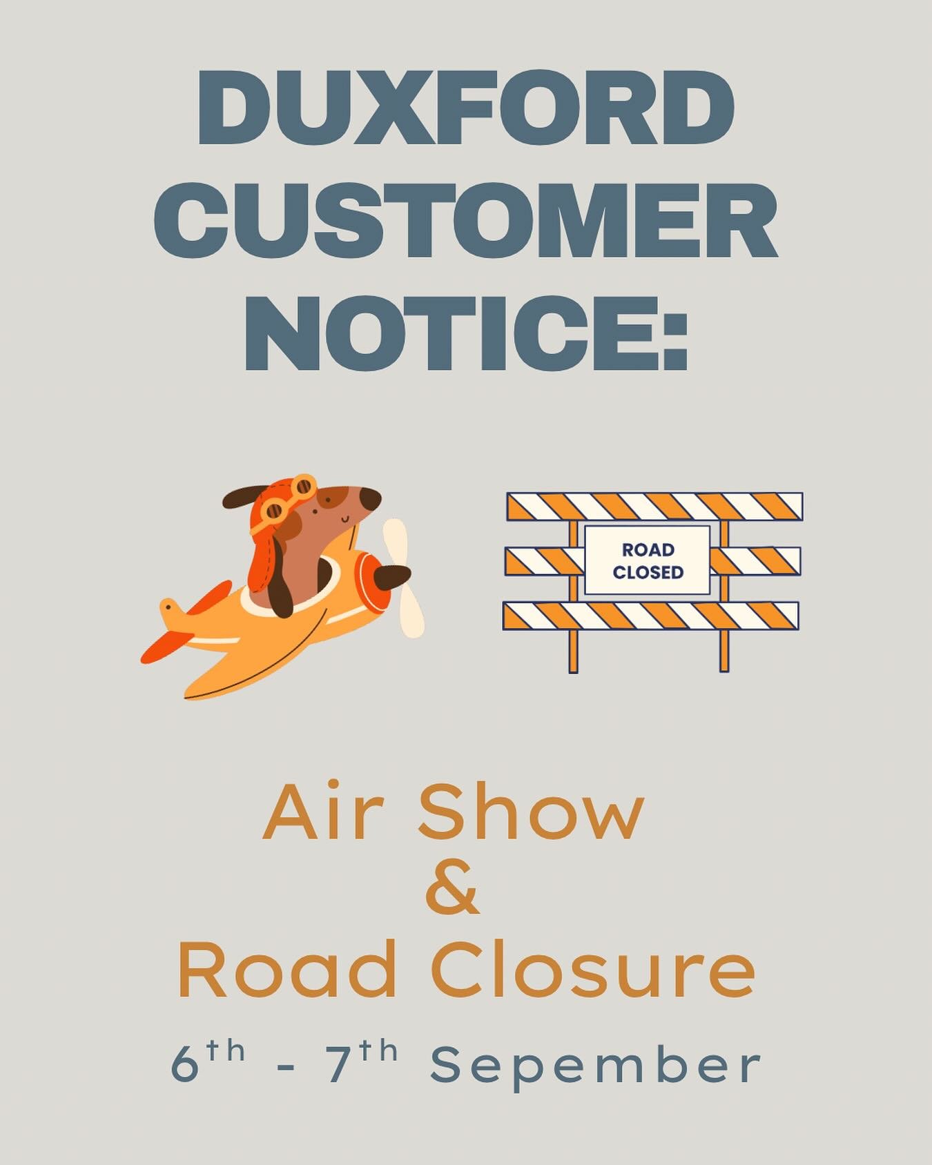 ‼️Duxford Customer Notice ‼️

Please be aware, Grange Road will be closed this weekend (Saturday 6th &amp; Sunday 7th September) due to Duxford Air Show 🚧

As usual, don&rsquo;t worry - as long as you have a booking, you&rsquo;ll still be able to ge