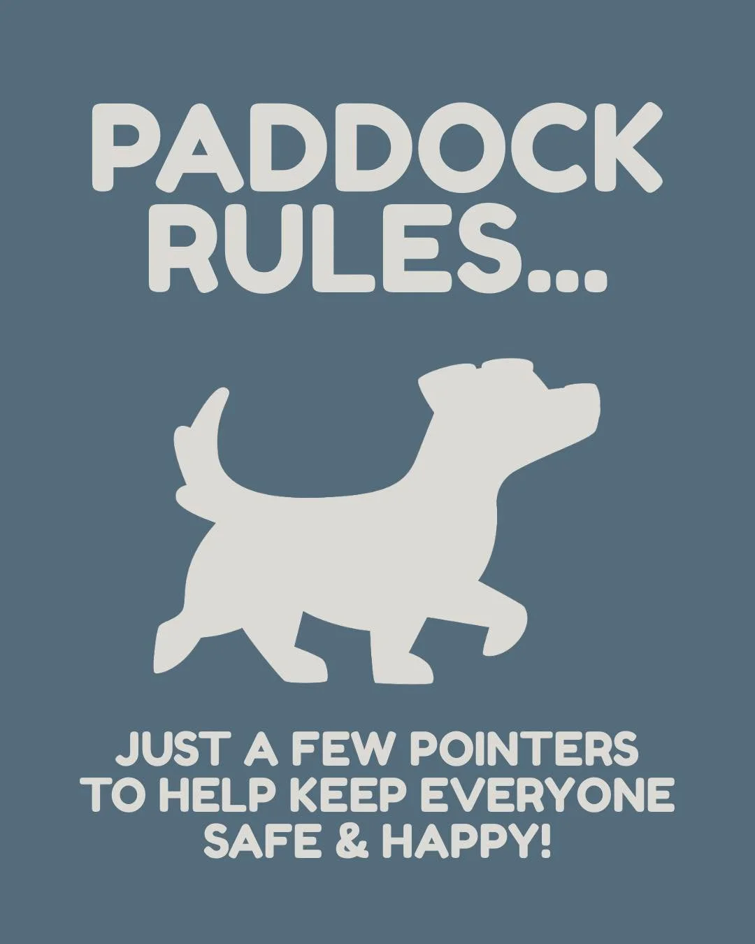 Here&rsquo;s a quick refresher on our field rules 🐾

Swipe for all the info you need to keep tails wagging and everyone happy!

Thank you in advance for helping us keep The Paddocks a safe and clean space for everyone who uses is 🐶❤️