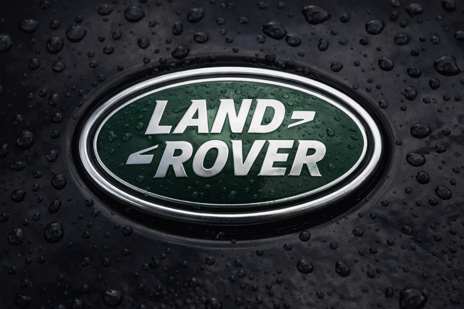 BMW logo with raindrops on a car surface