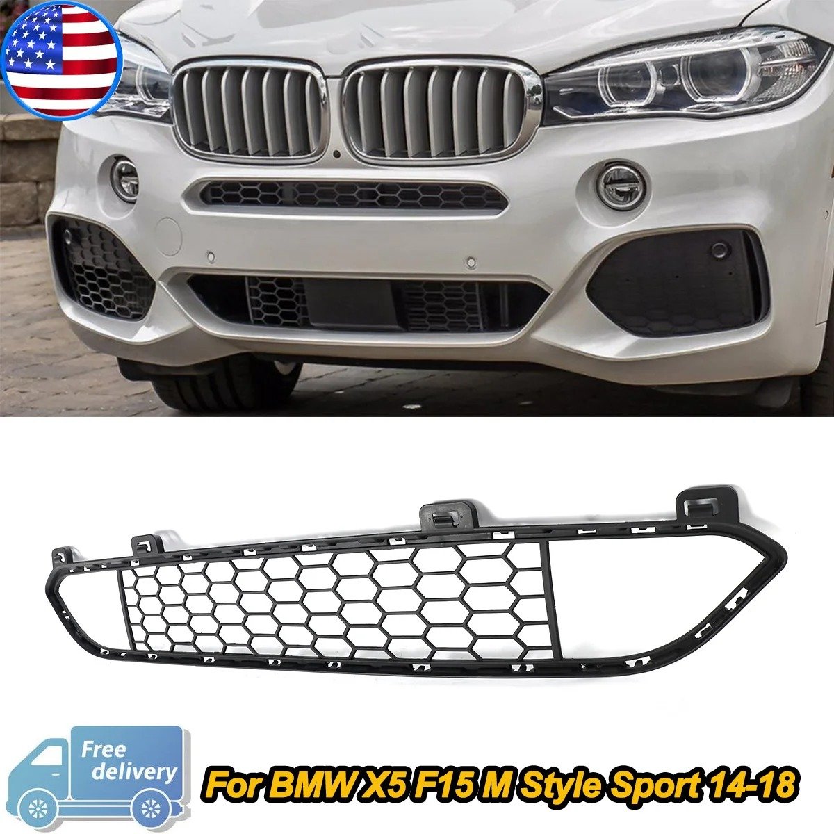 M Performance Front Bumper Center Lower Grille for BMW X5 F15 SUV 2014–2018 | M Sport Lower Grille Mesh Insert