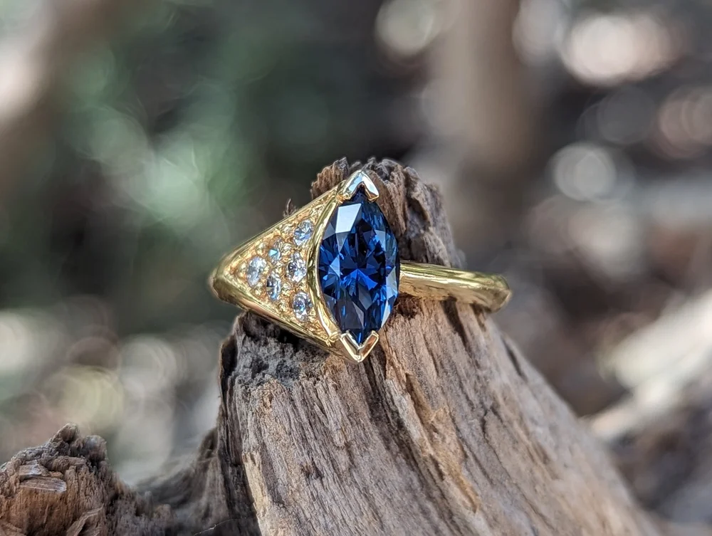 Yellow Gold Sapphire Engagement Rings Gold Band 14k Gold Dainty