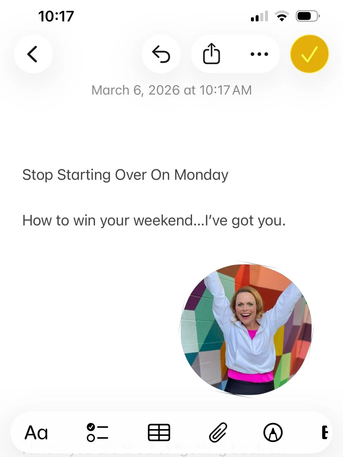 Send this to your bestie and commit together (for accountability) to stop starting over on Monday. I&rsquo;m in it with you!