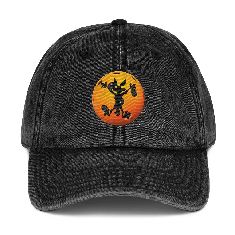 PickleBlast Coyote Splatter Pickleball Black Embroidered Baseball Cap.jpg