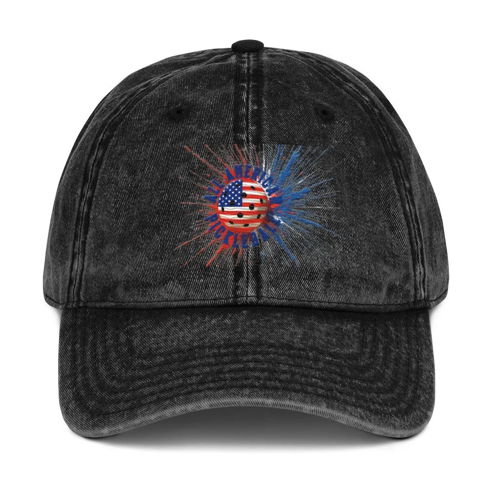 All American Pickleball Embroidered Baseball Cap | PickleBlast Apparel
