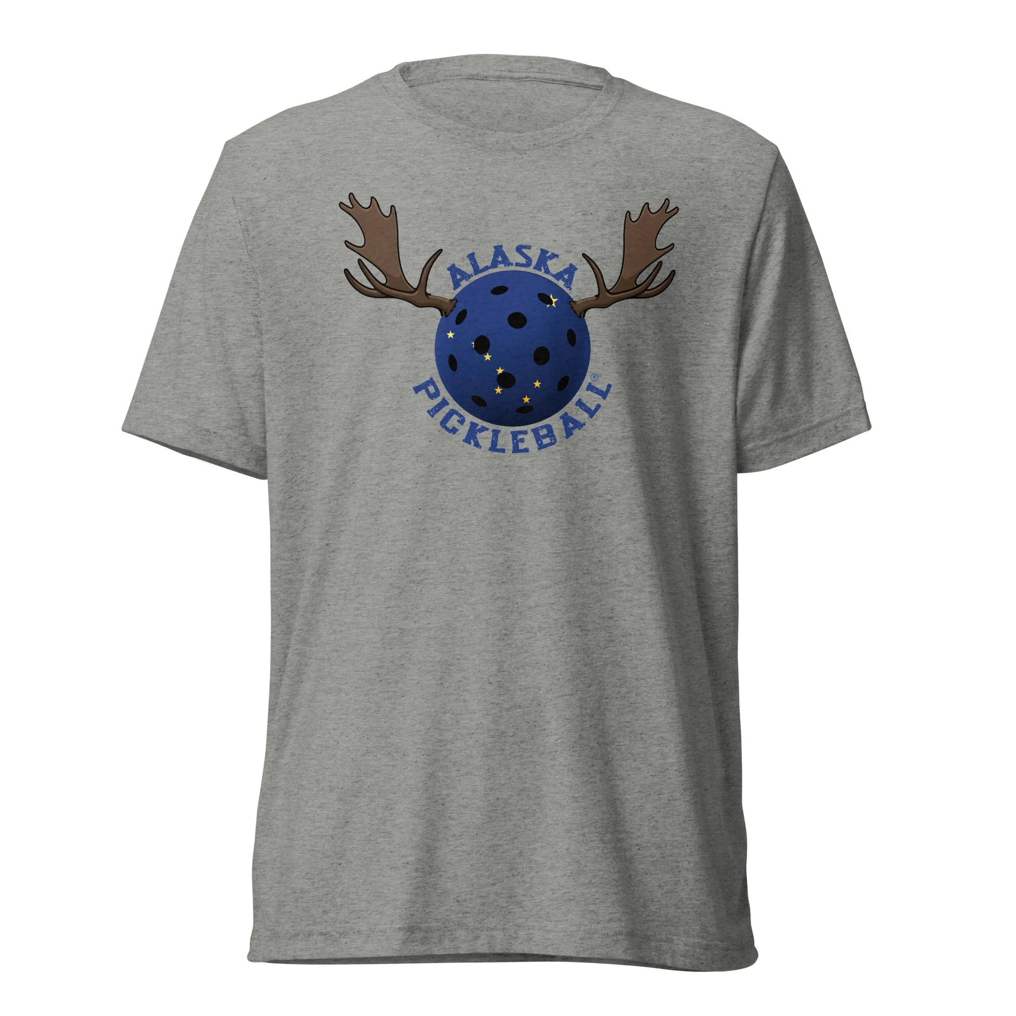 Alaska Flag Moose Antlers Pickleball Unisex T-shirt by PickleBlast Apparel