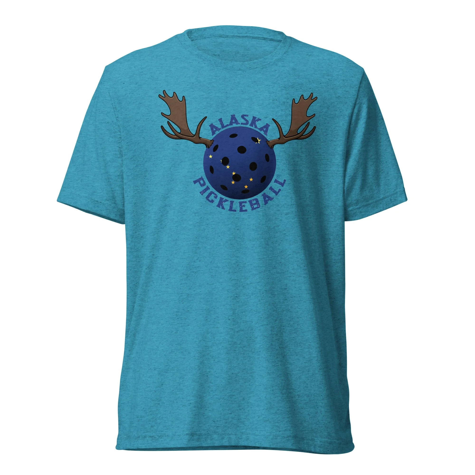 Alaska Flag Moose Antlers Pickleball Unisex T-shirt by PickleBlast Apparel