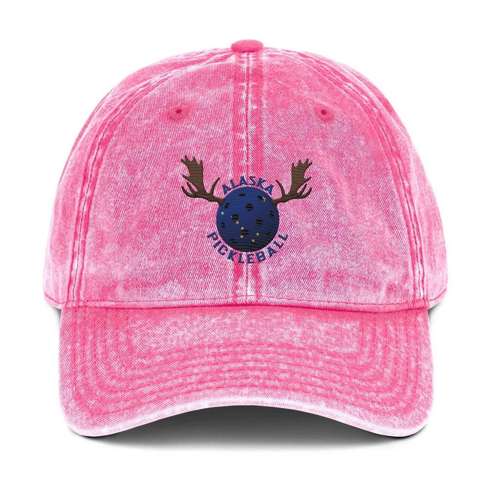 Alaska Flag Moose Antlers Pickleball Embroidered Baseball Cap