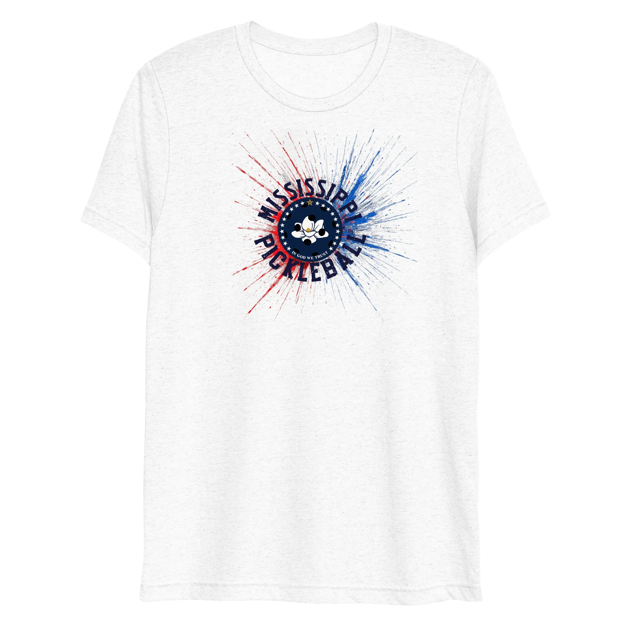 Mississippi Flag PickleBlast Solid White Unisex Tri-Blend T-shirt