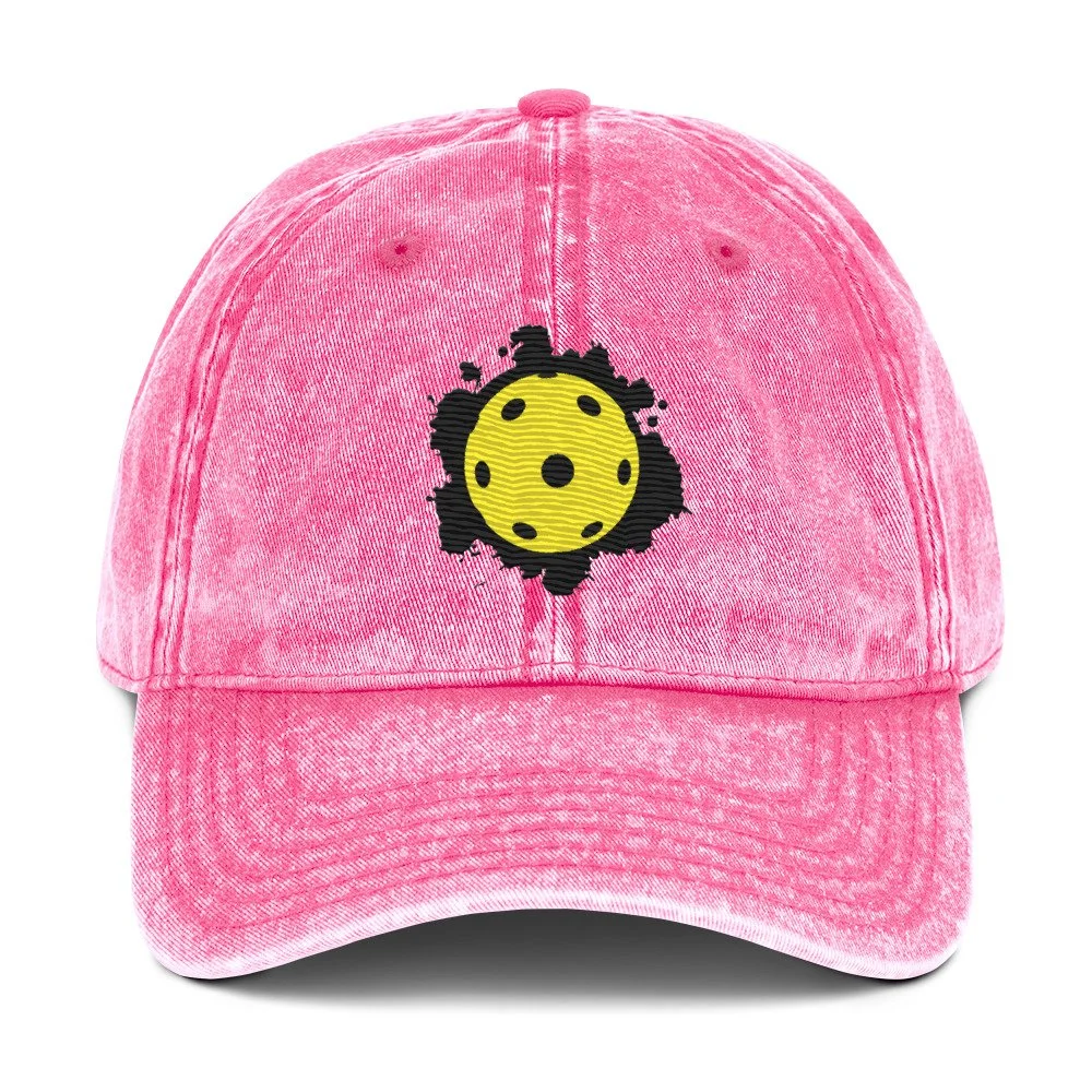 Impact Yellow Pickleball Pink Embroidered Baseball Cap.jpg
