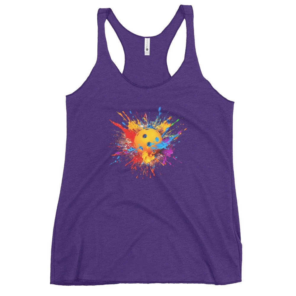 PaintBlast PickleBall Purple Rush Women's Tank Top - front view.jpg
