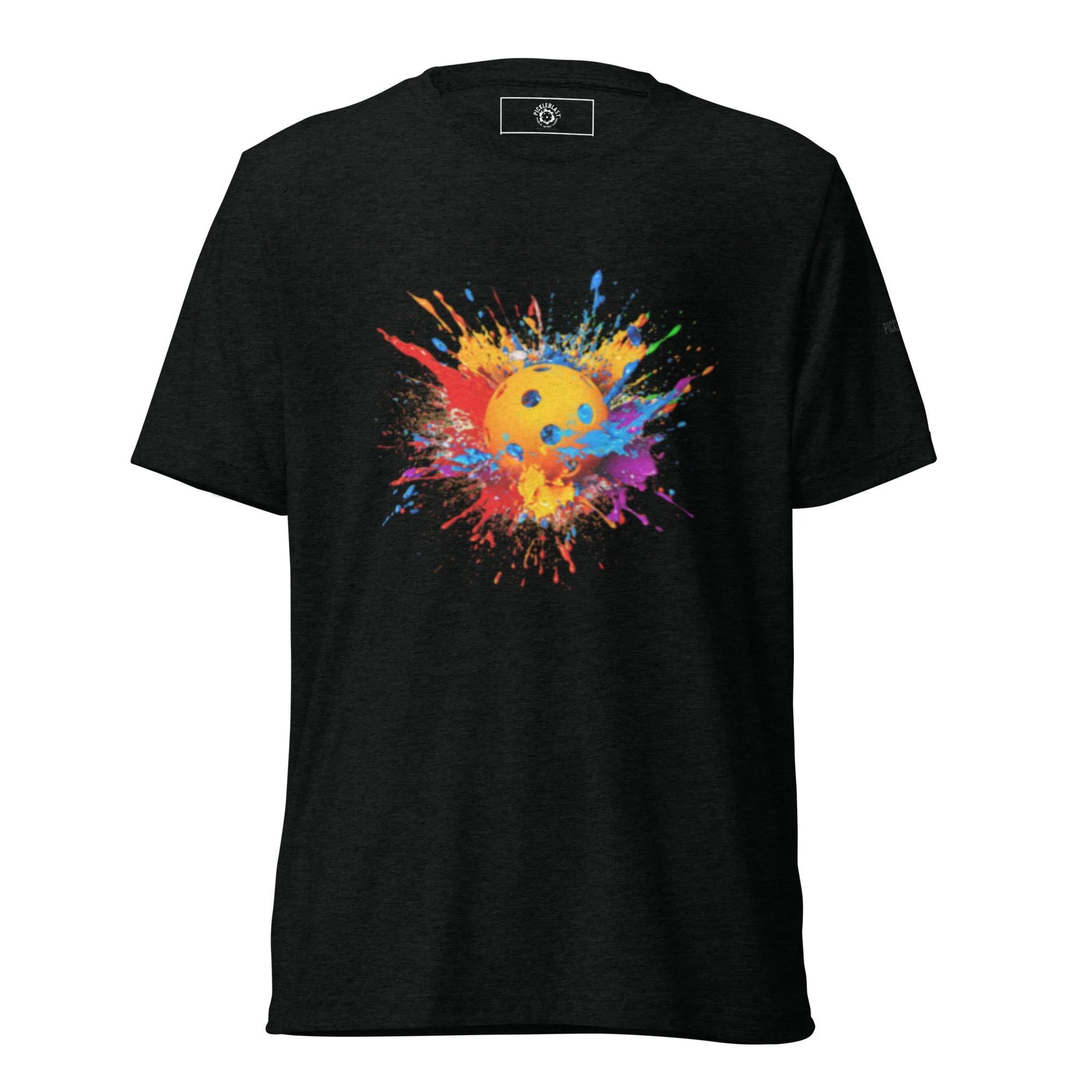 PaintBlast PickleBall Solid Black Unisex T-Shirt - front view.jpg