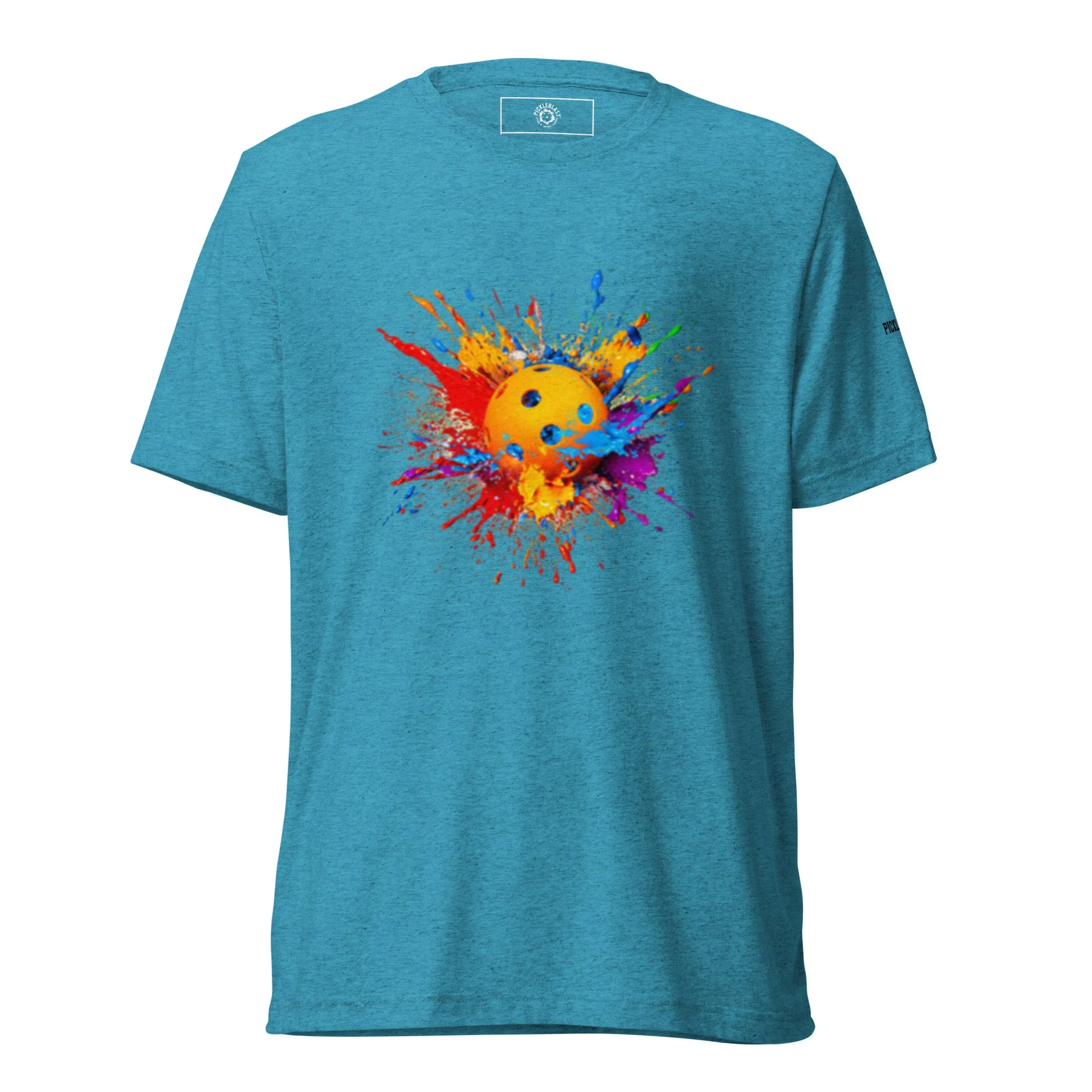 PaintBlast PickleBall Aqua Unisex T-Shirt - front view.jpg