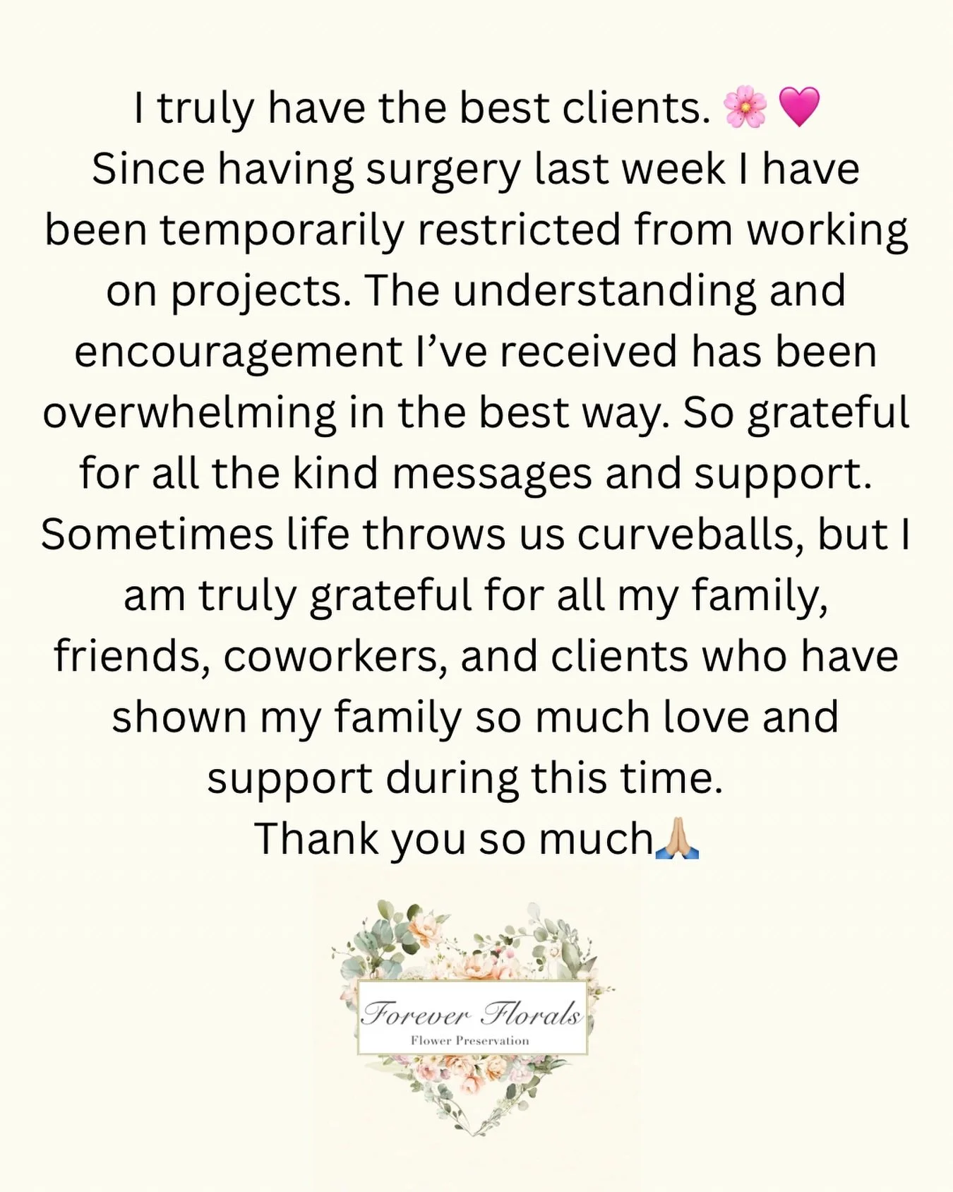 Thank you to all my clients for their understanding during time🩷🌸 🙏🏼