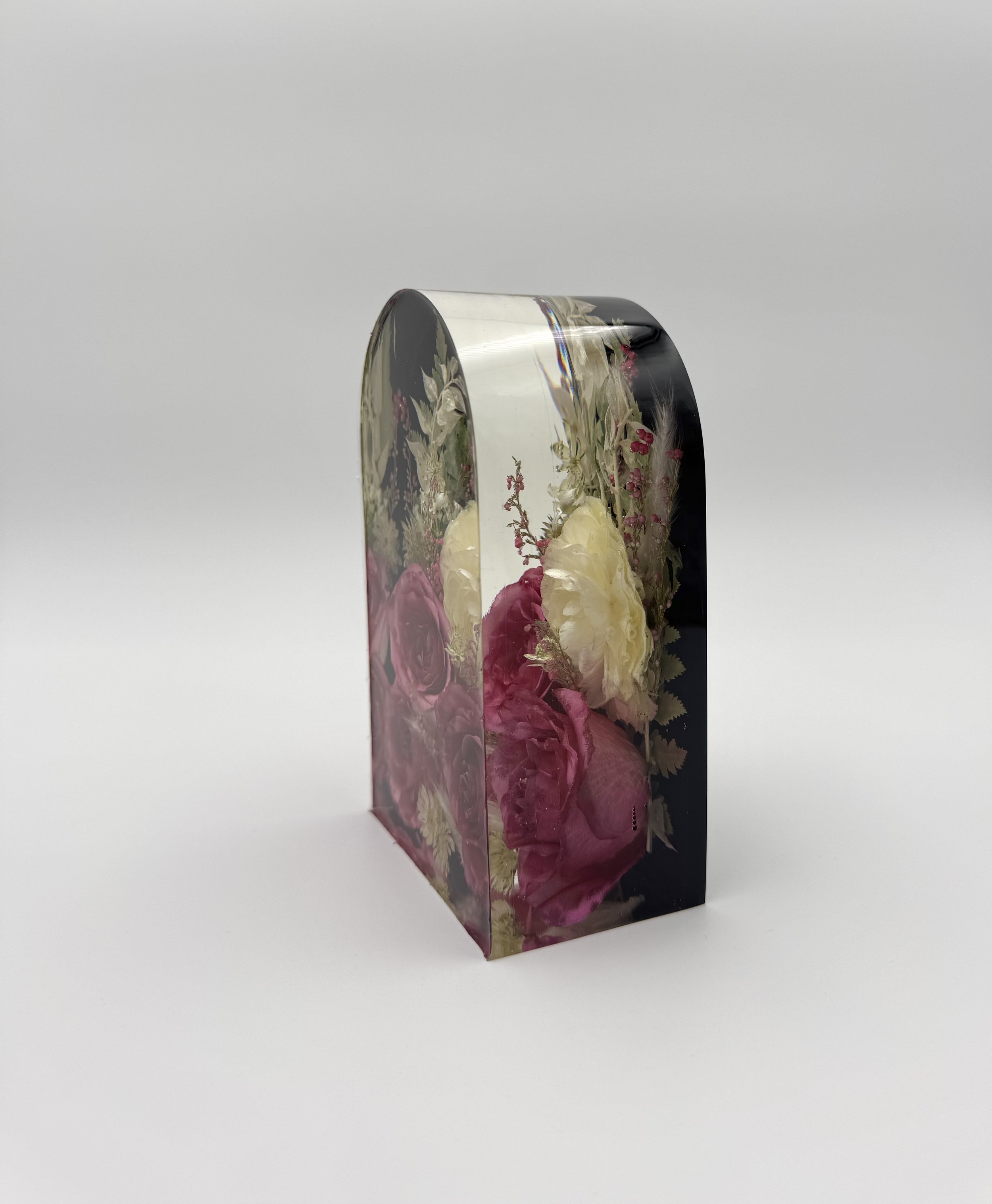Custom floral Arch resin block, Flower preservation Indianapolis- preserving your wedding flowers or memorial flowers into custom resin art