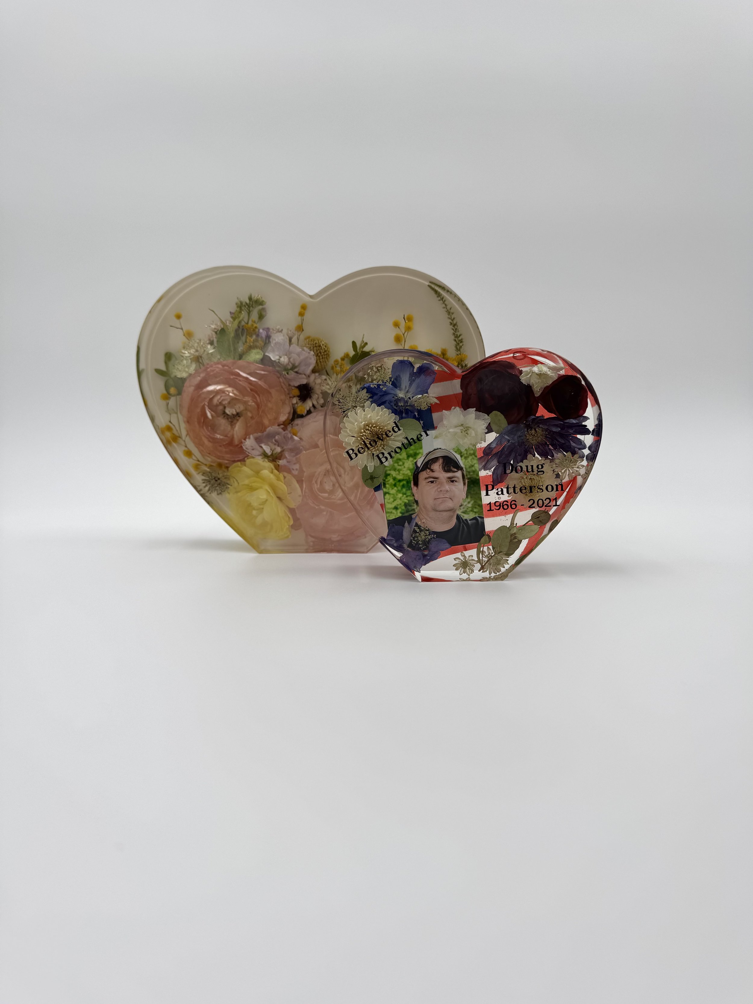 Custom floral Heart resin block, Flower preservation- preserving your wedding flowers or memorial flowers into custom resin art