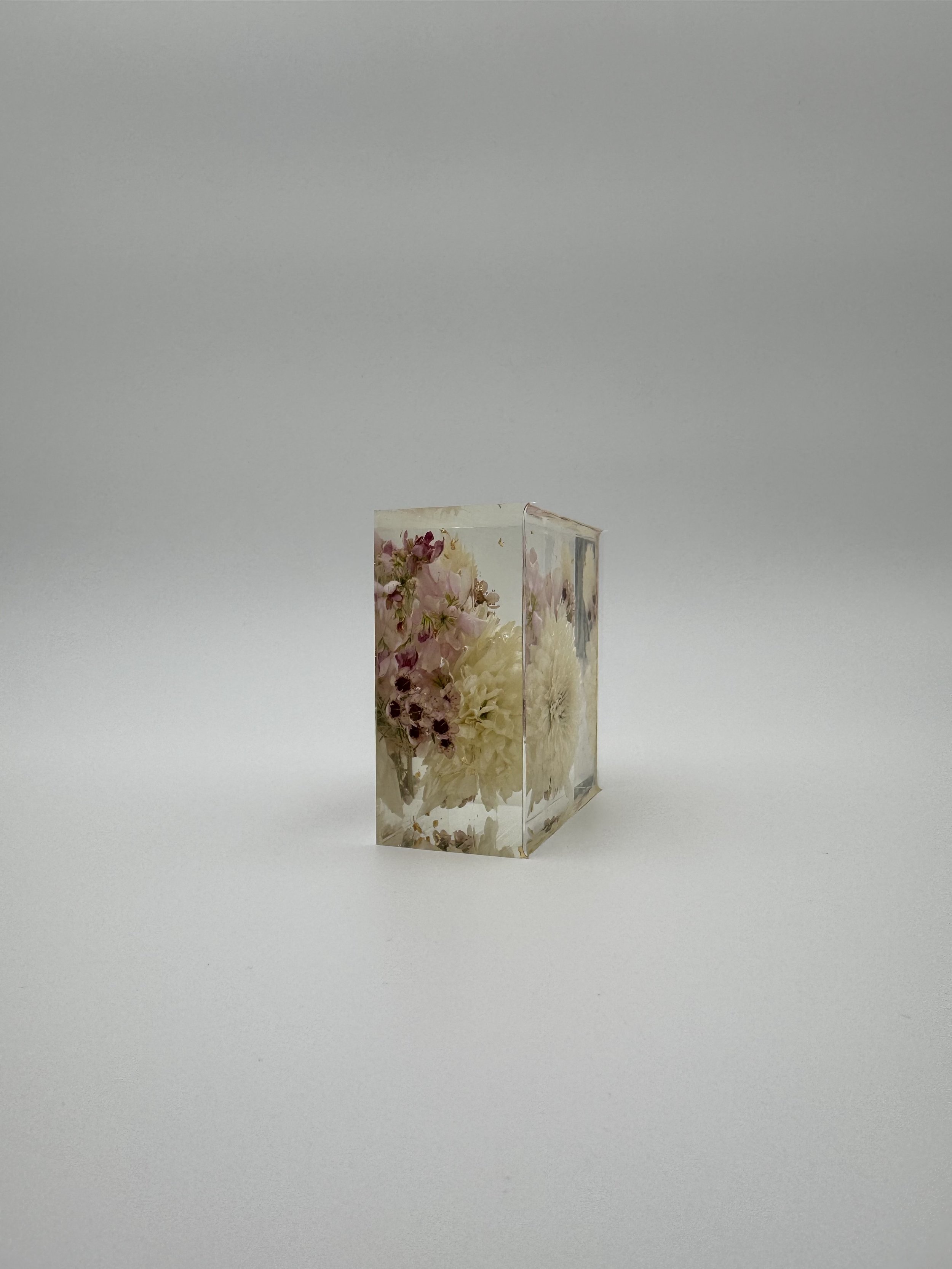 4 x 4 Custom floral resin block, Flower preservation- preserving your wedding flowers or memorial flowers into custom resin art