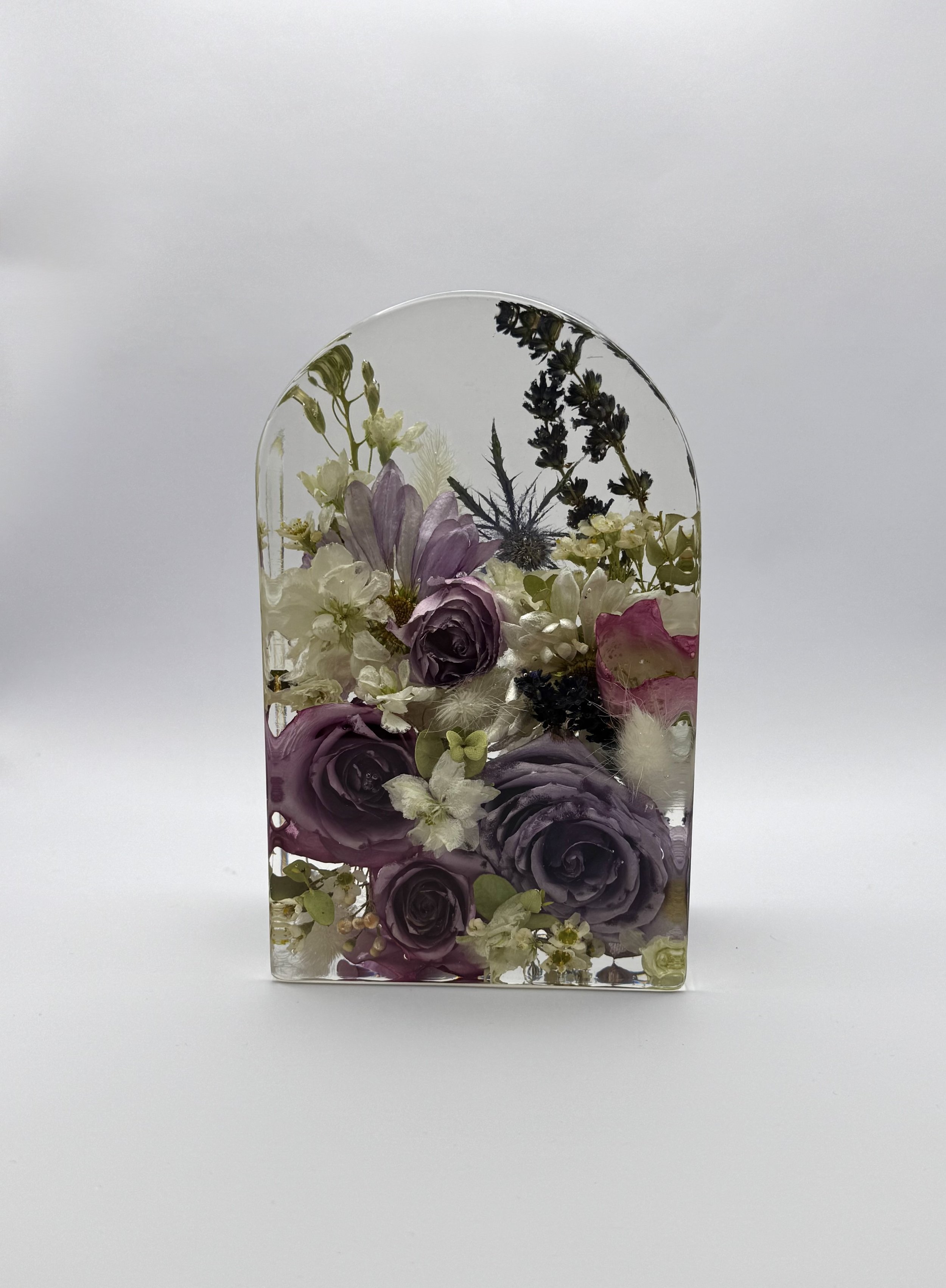 Custom floral Arch resin block, Flower preservation Indianapolis- preserving your wedding flowers or memorial flowers into custom resin art