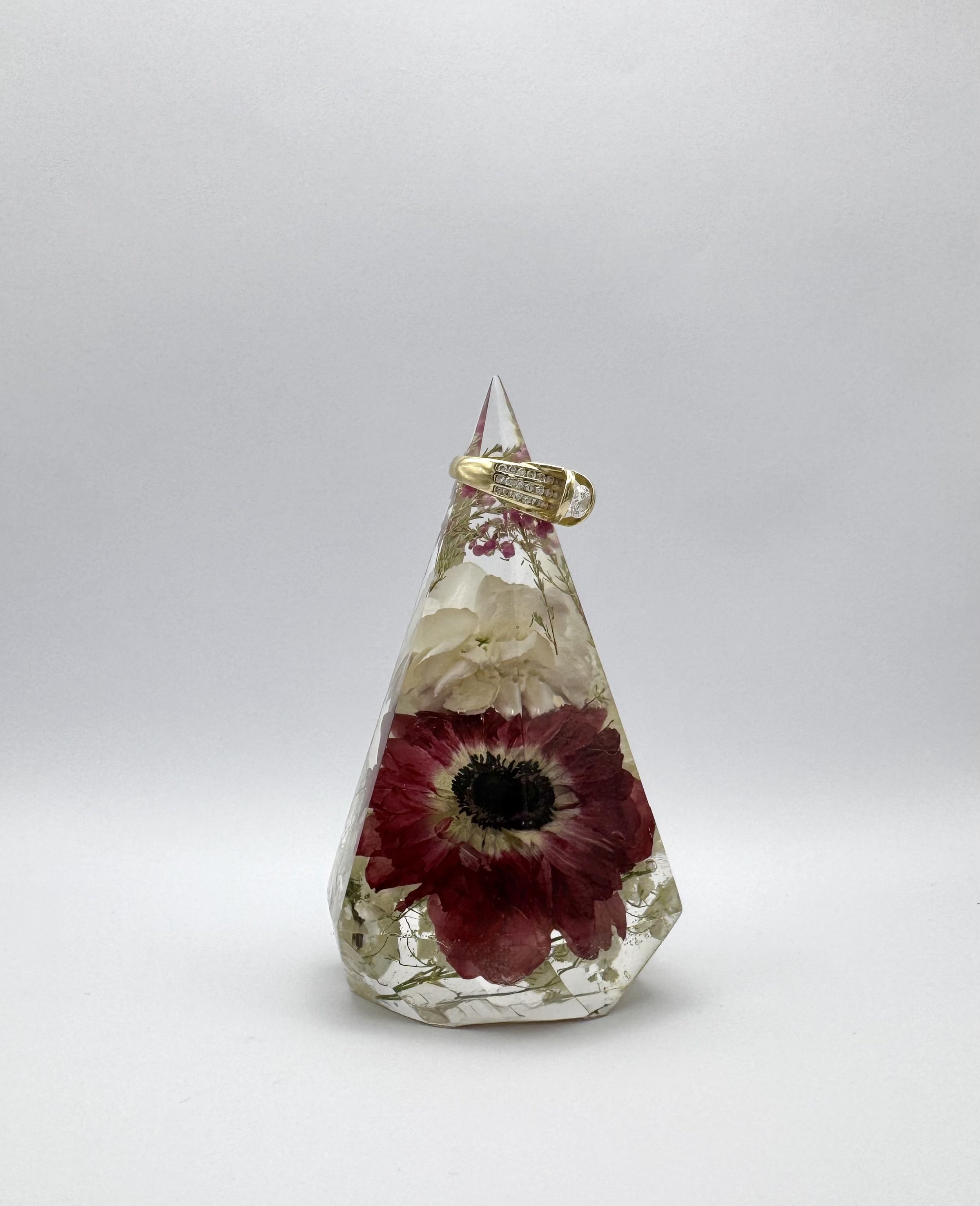 Custom floral ring holder, Flower preservation- preserving your wedding flowers or memorial flowers into custom resin art