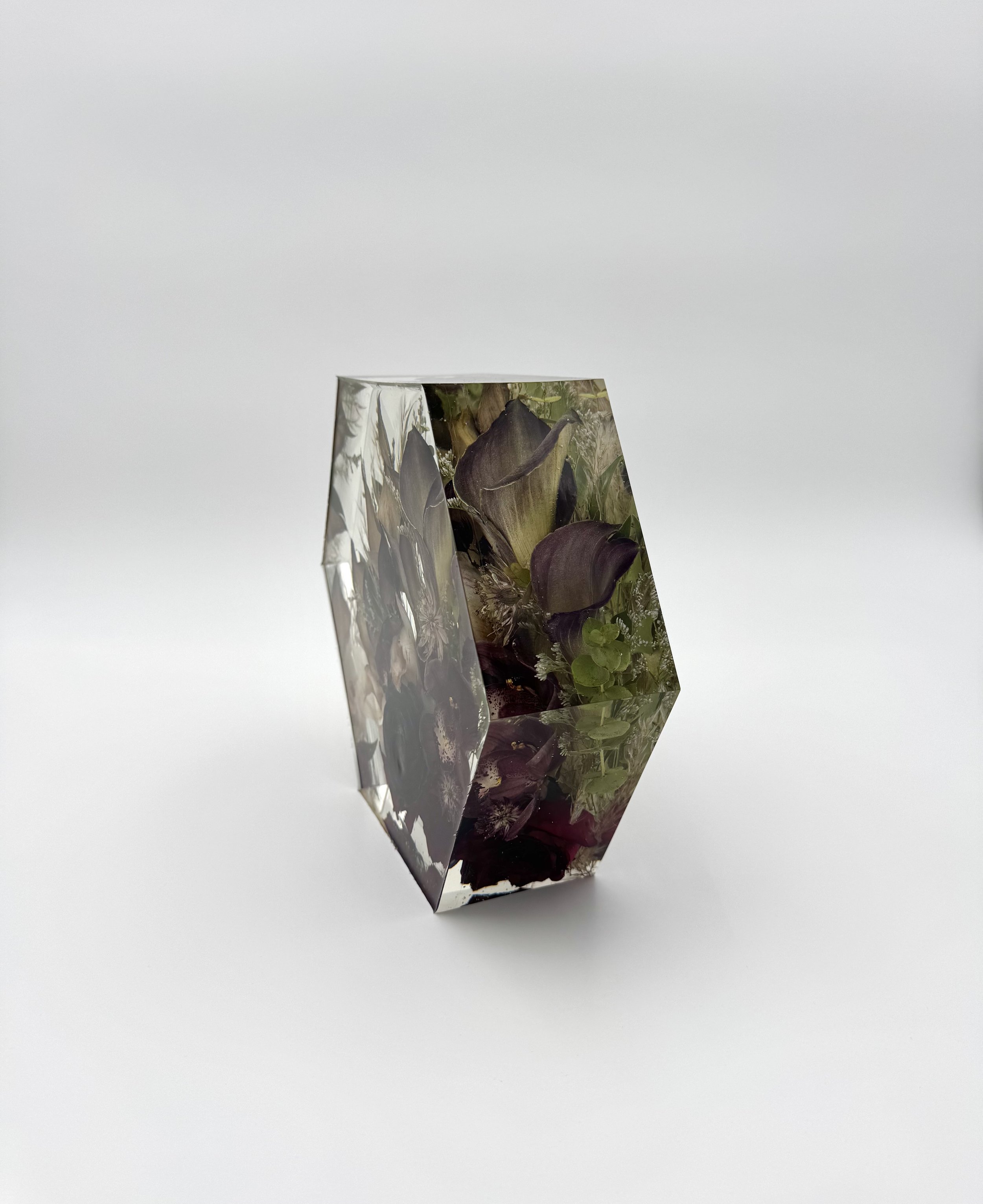 Custom floral Hexagon resin block, Flower preservation- preserving your wedding flowers or memorial flowers into custom resin art