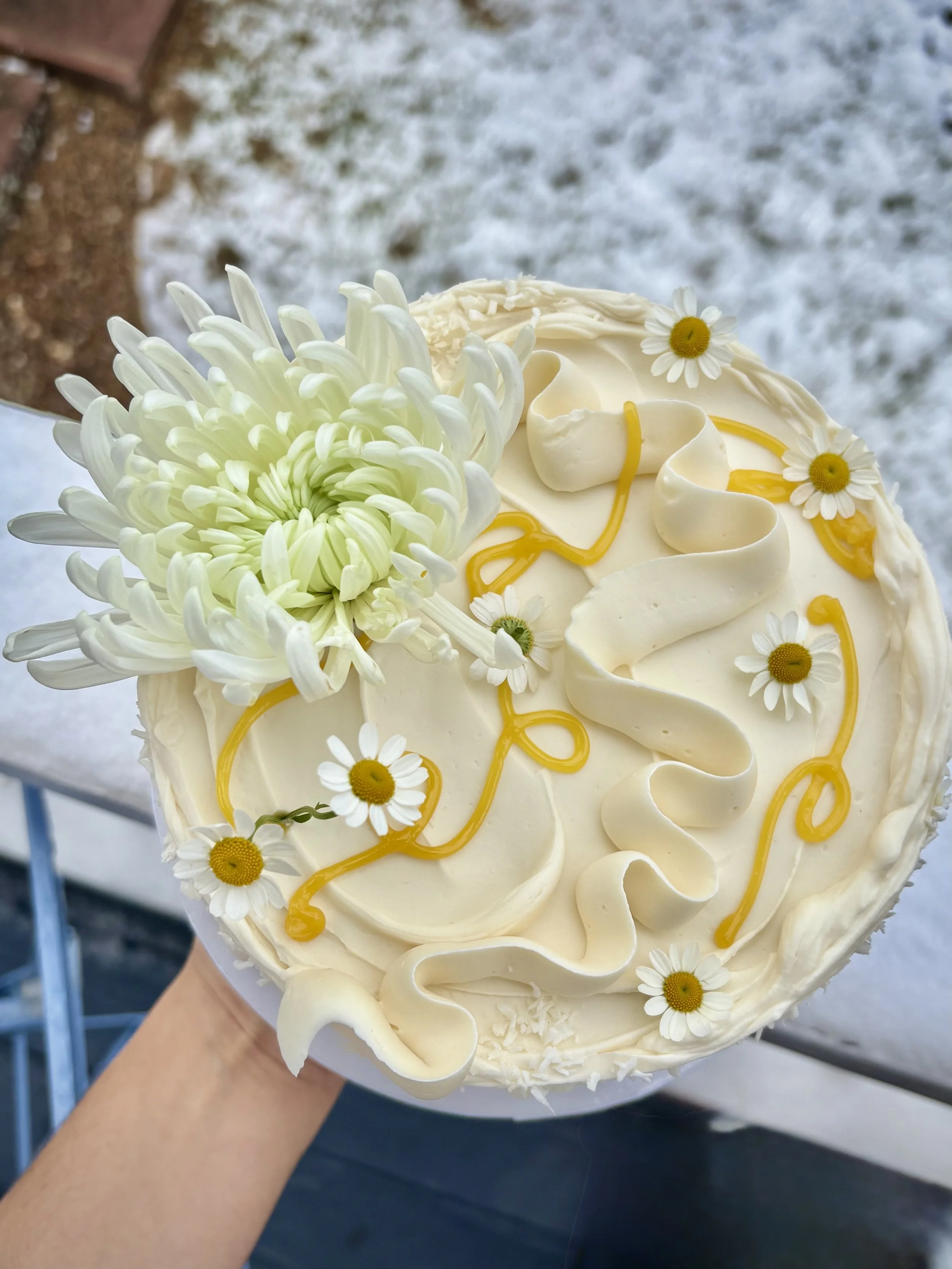 coconut cake / coconut pudding / passionfruit curd / cream cheese swiss meringue buttercream