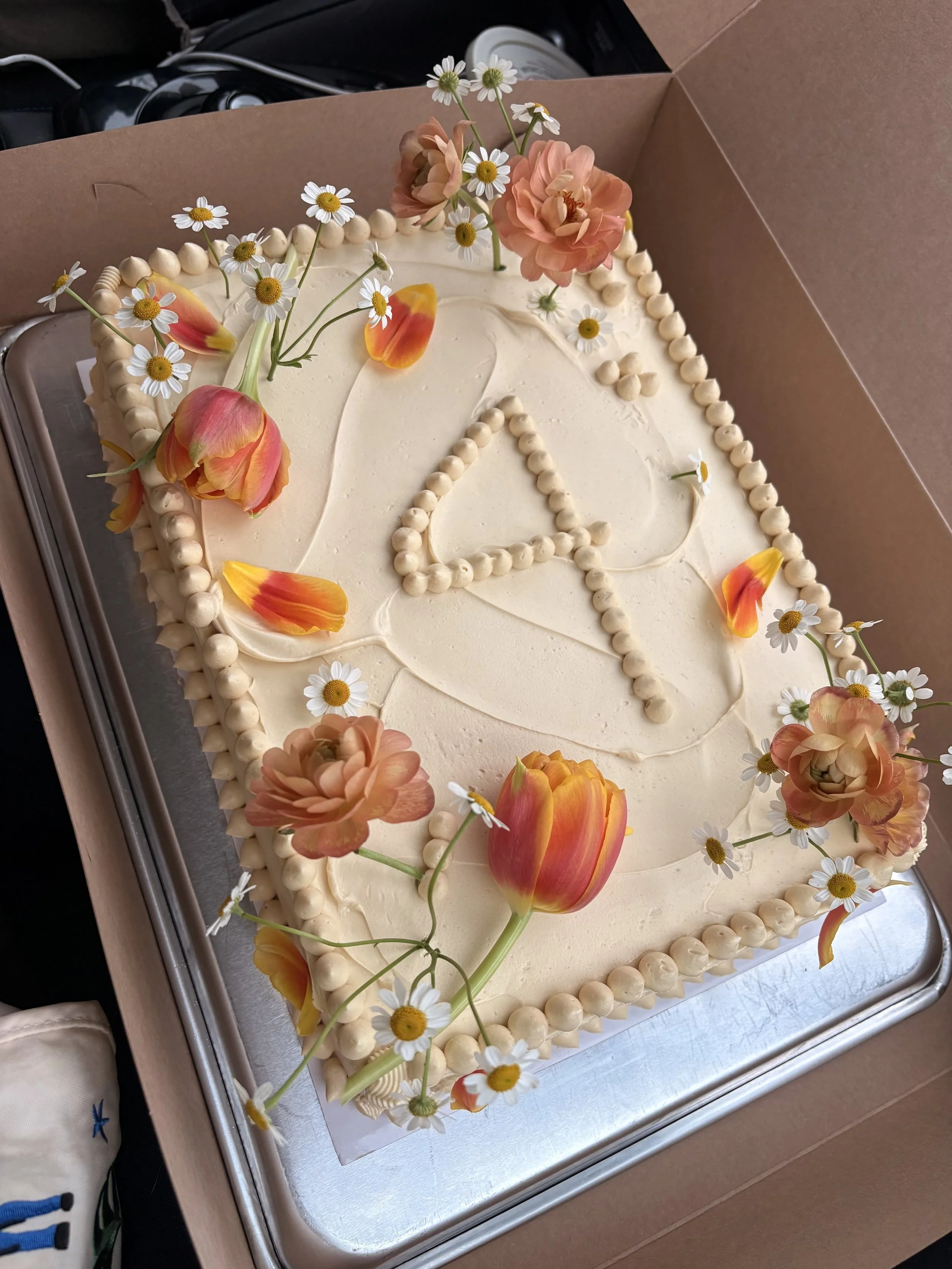 tiramisu birthday cake for verb coffee shop! brown butter chiffon / verb espresso soak / mascarpone custard / grated dark chocolate / verb coffee custard buttercream