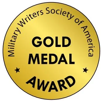 Gold medal award badge from the Military Writers Society of America.