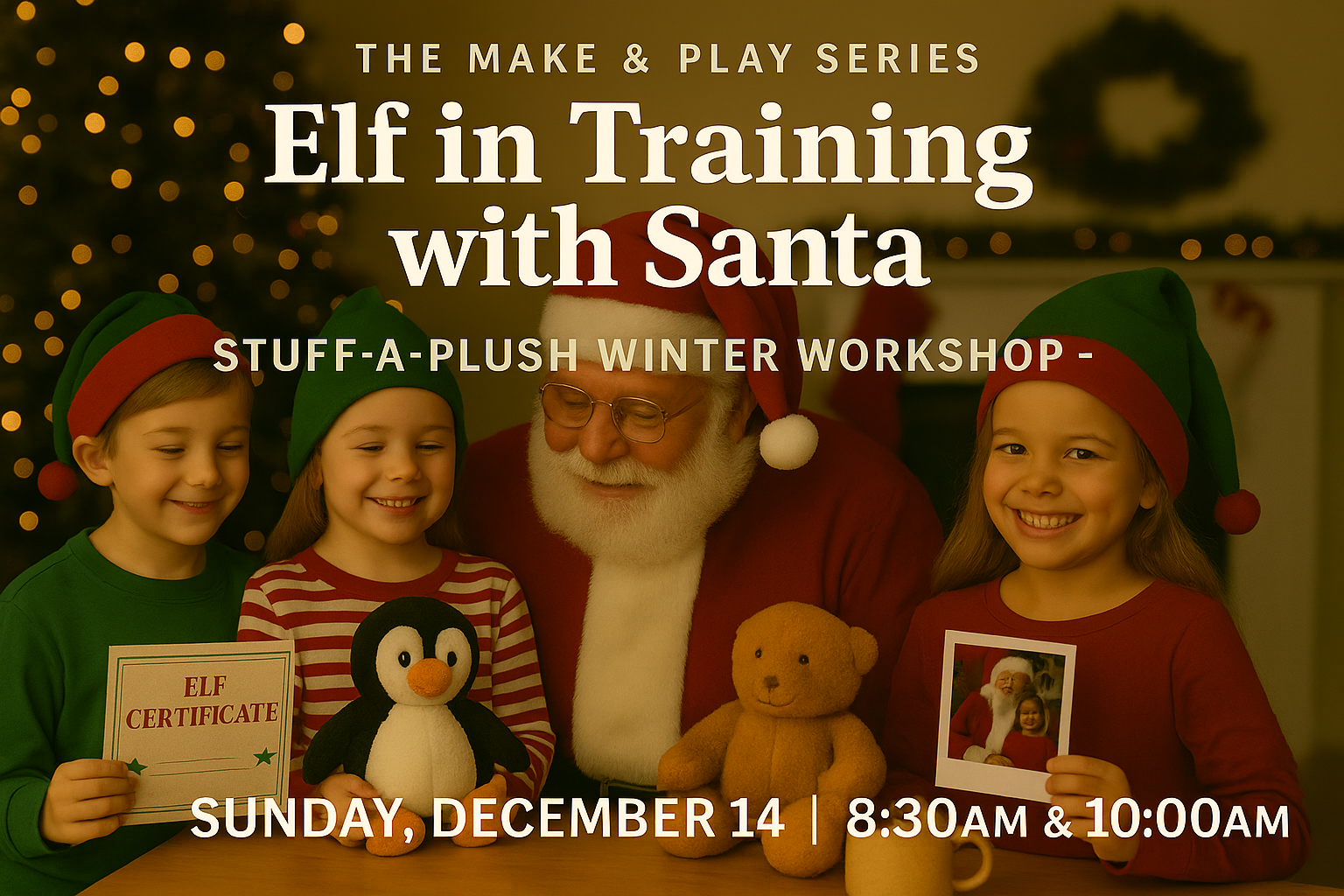 Elf in Training with Santa - Stuff-a-Plush Winter Workshop