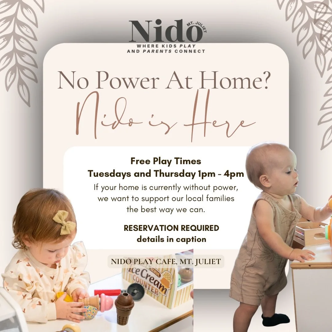 If your home is currently without power, we want to support our local families the best way we can.

🕯️ Free Play
📆 Tuesday &amp; Thursday afternoons
⏰ 1:00PM&ndash;4:15 PM

This is a good-faith offering for families actively experiencing a power o