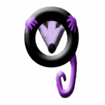 A stylized snake with a purple tongue, coiled around a black ring