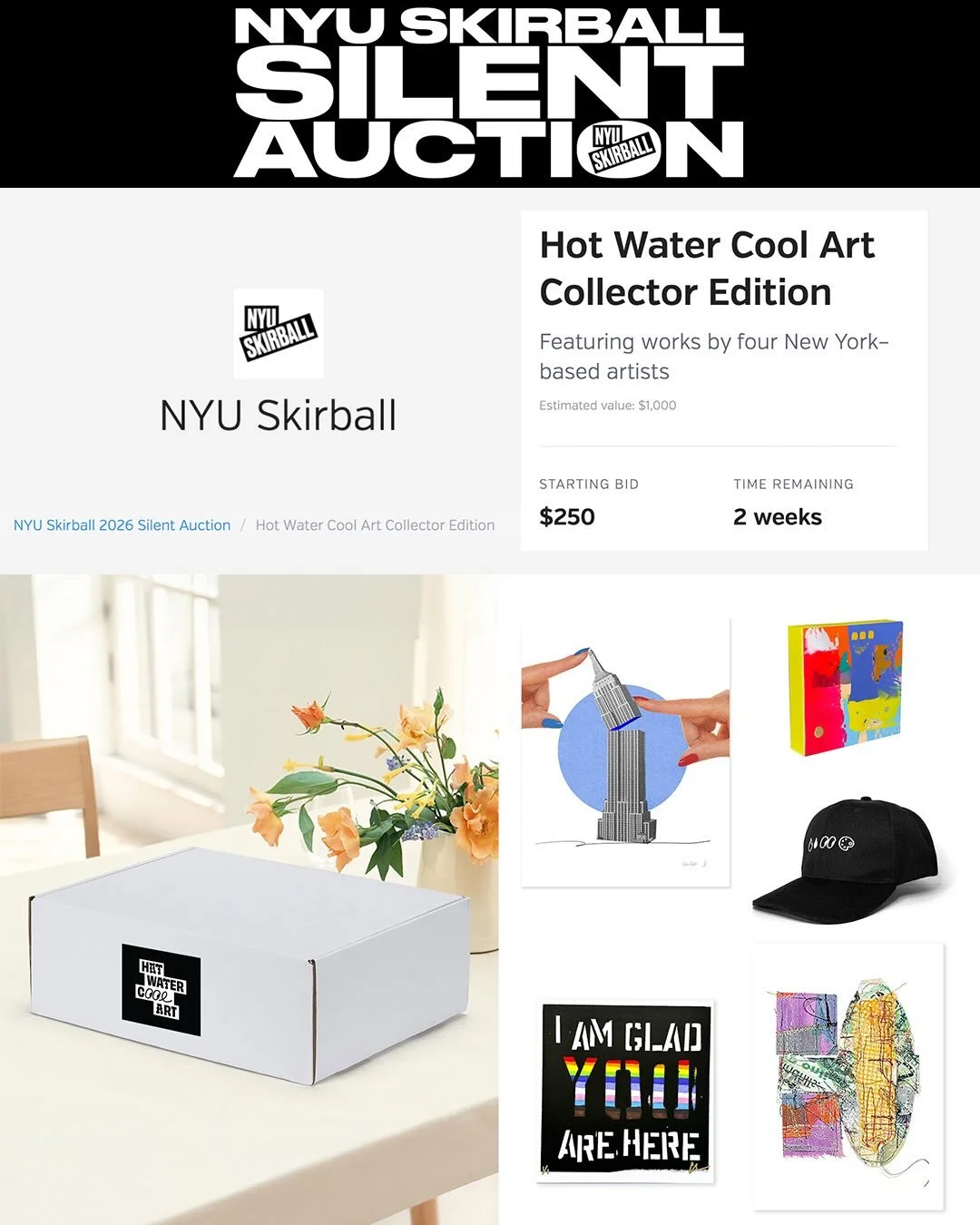 🎨 NYC Art Lovers &mdash; Don&rsquo;t Miss This Silent Auction Opportunity

Hot Water Cool Art is proud to collaborate with @nyuskirball NYU Skirball Center for the Performing Arts for their 2026 Silent Auction (April 17 &ndash; May 4) &mdash; a two-