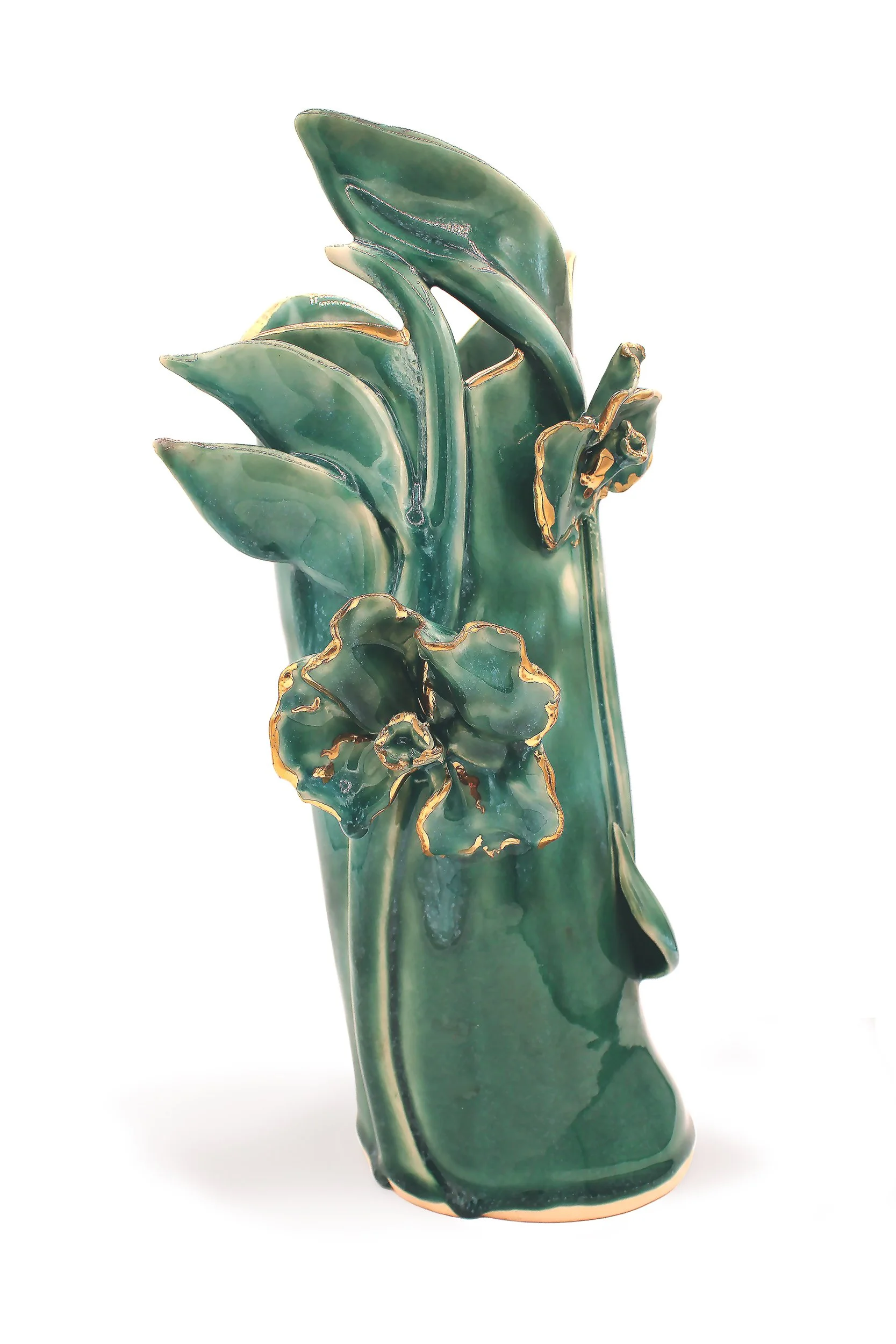 EMERALD AND GOLD FLOWERS VASE - Laurence Groux.jpg