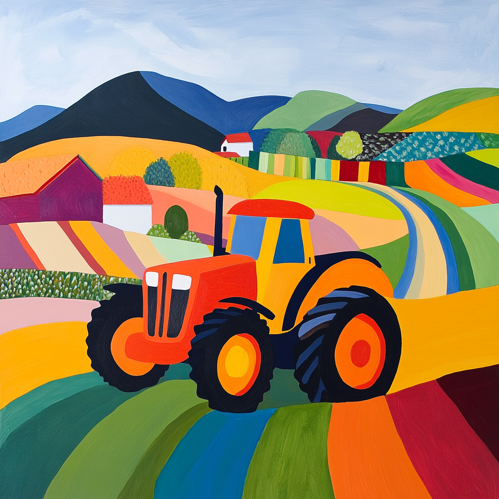 Red Tractor On A Farm