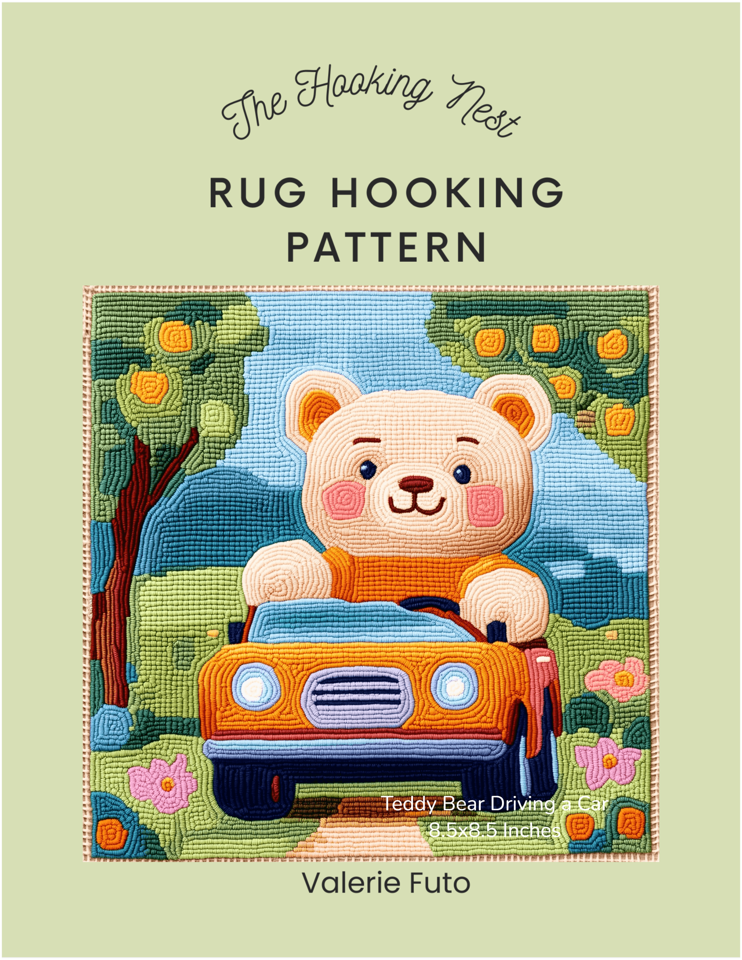 teddy_bear_driving_a_car_rug_hooking_pattern.png