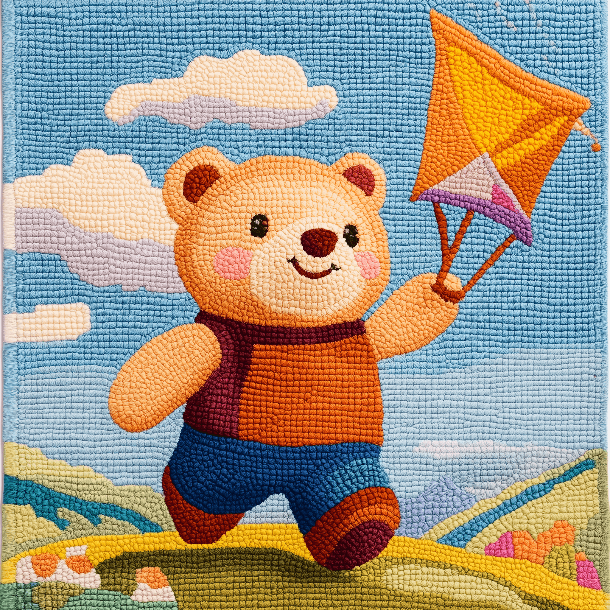 Teddy Bear Flying a Kite