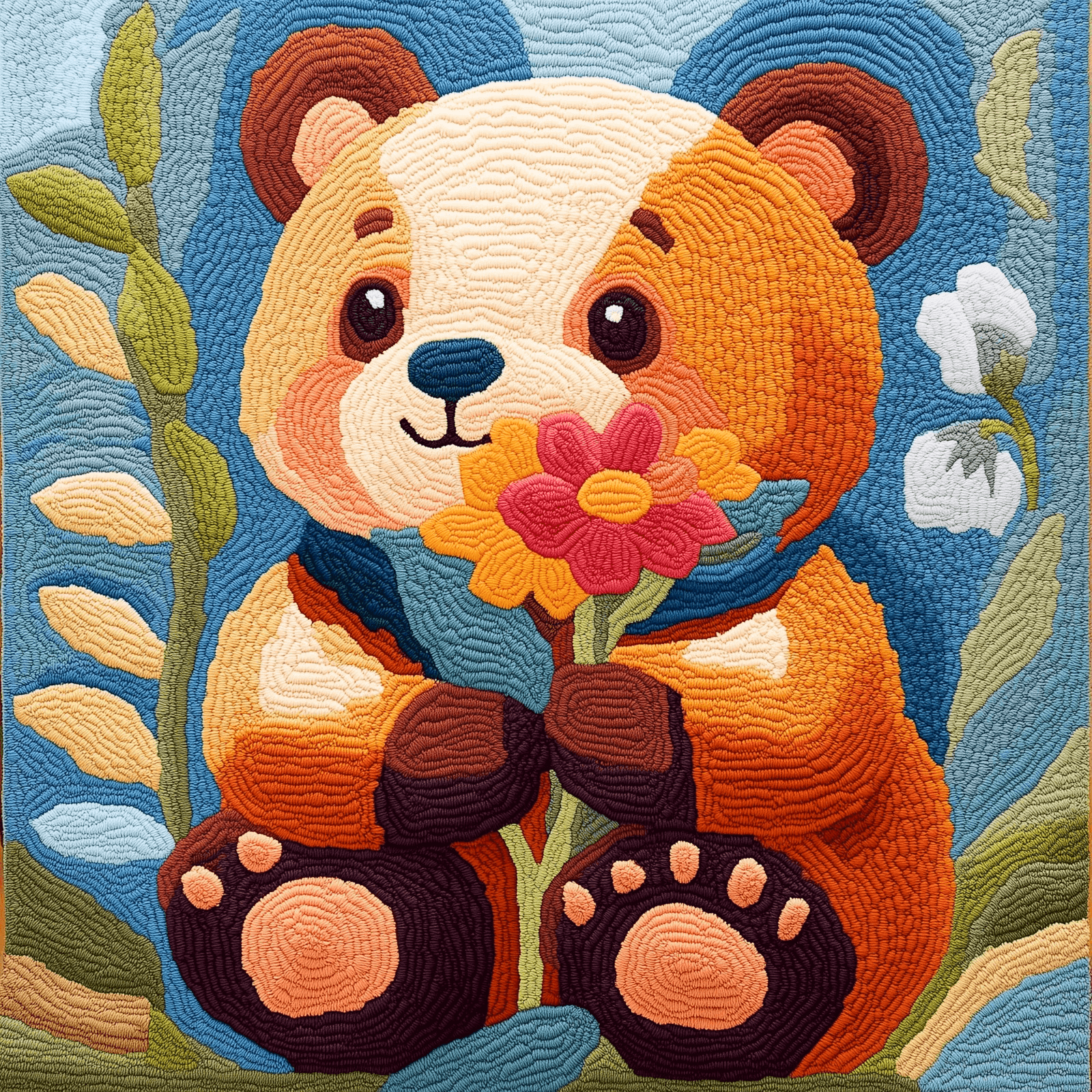 Teddy Bear Holding a Flower
