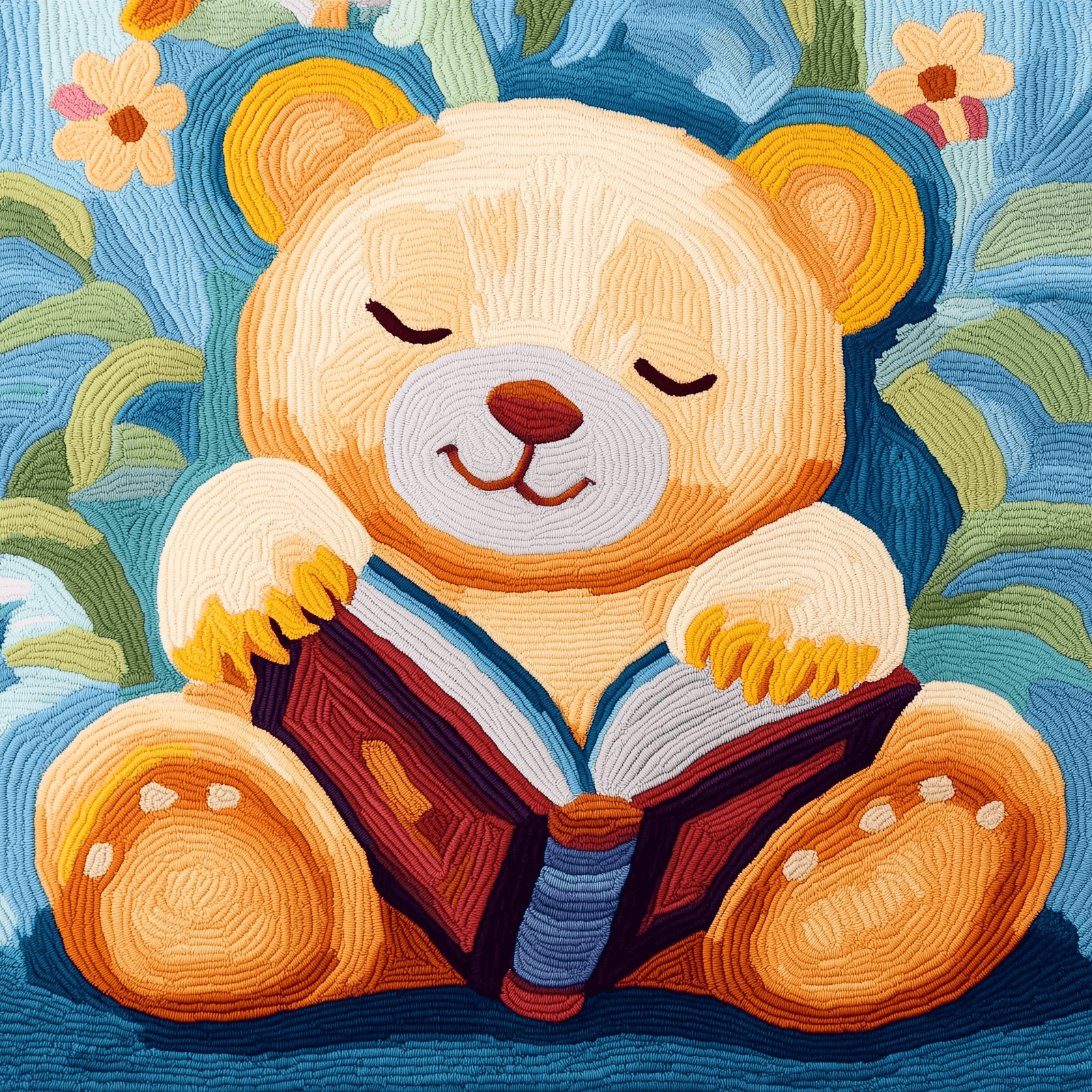 Teddy Bear Sleeping With A Book