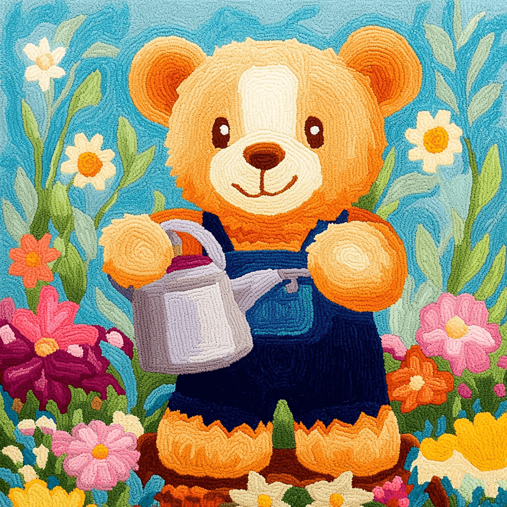 Teddy Bear Watering the Garden