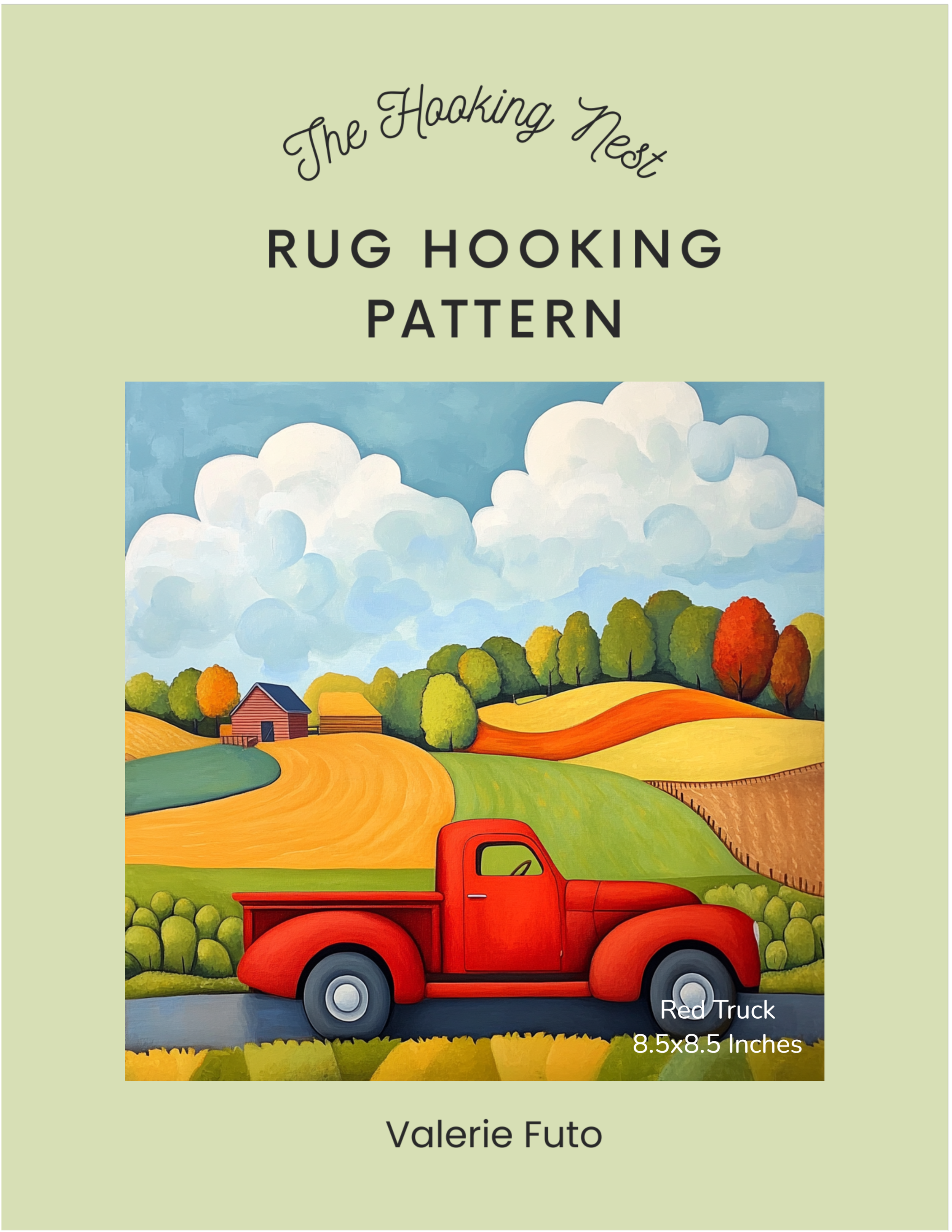 red_truck_farm_rug_hooking_pattern.png