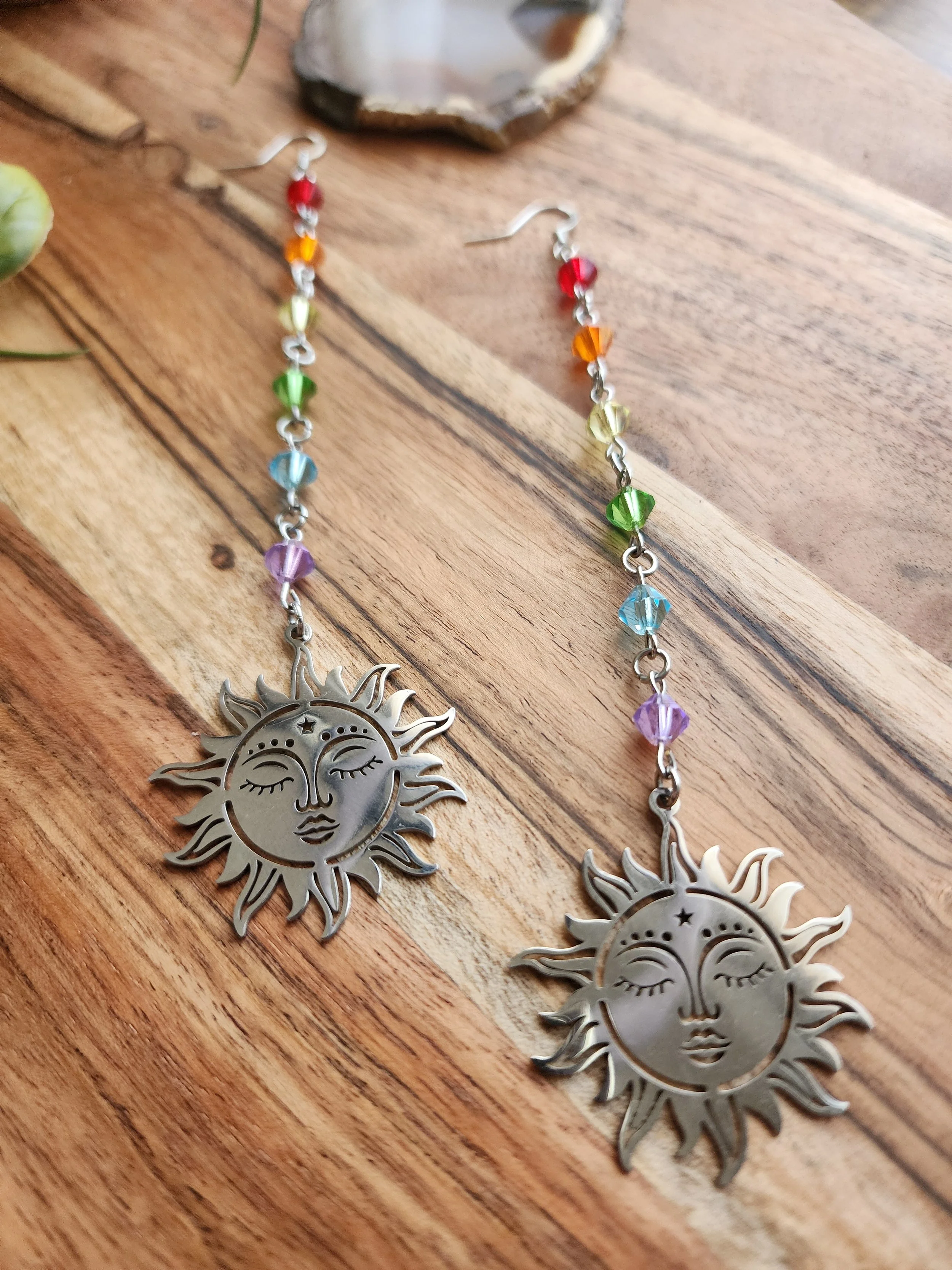 Rainbow Crystal Sun Earrings