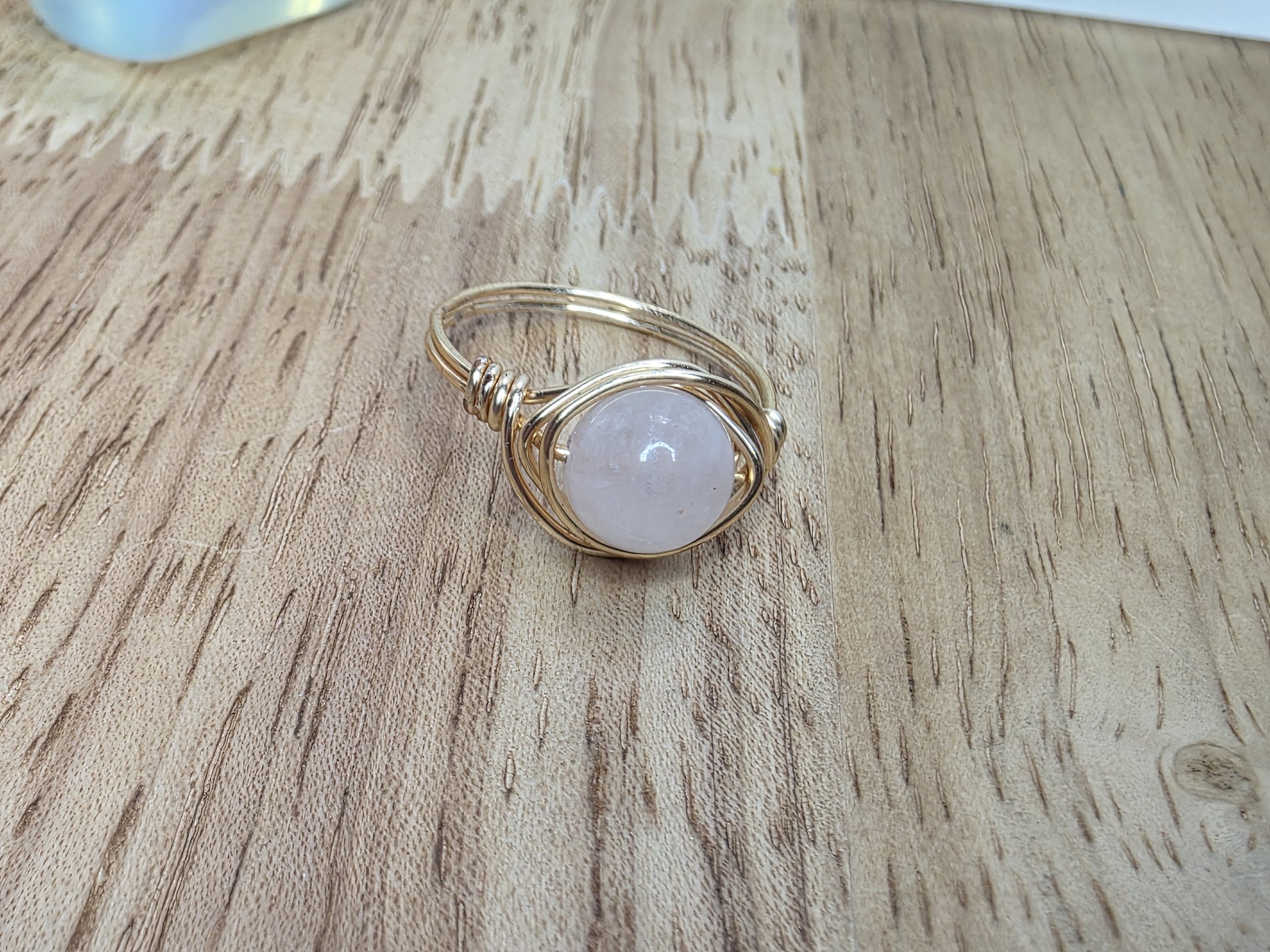 Rose Quartz Ring, Size 8, Gold