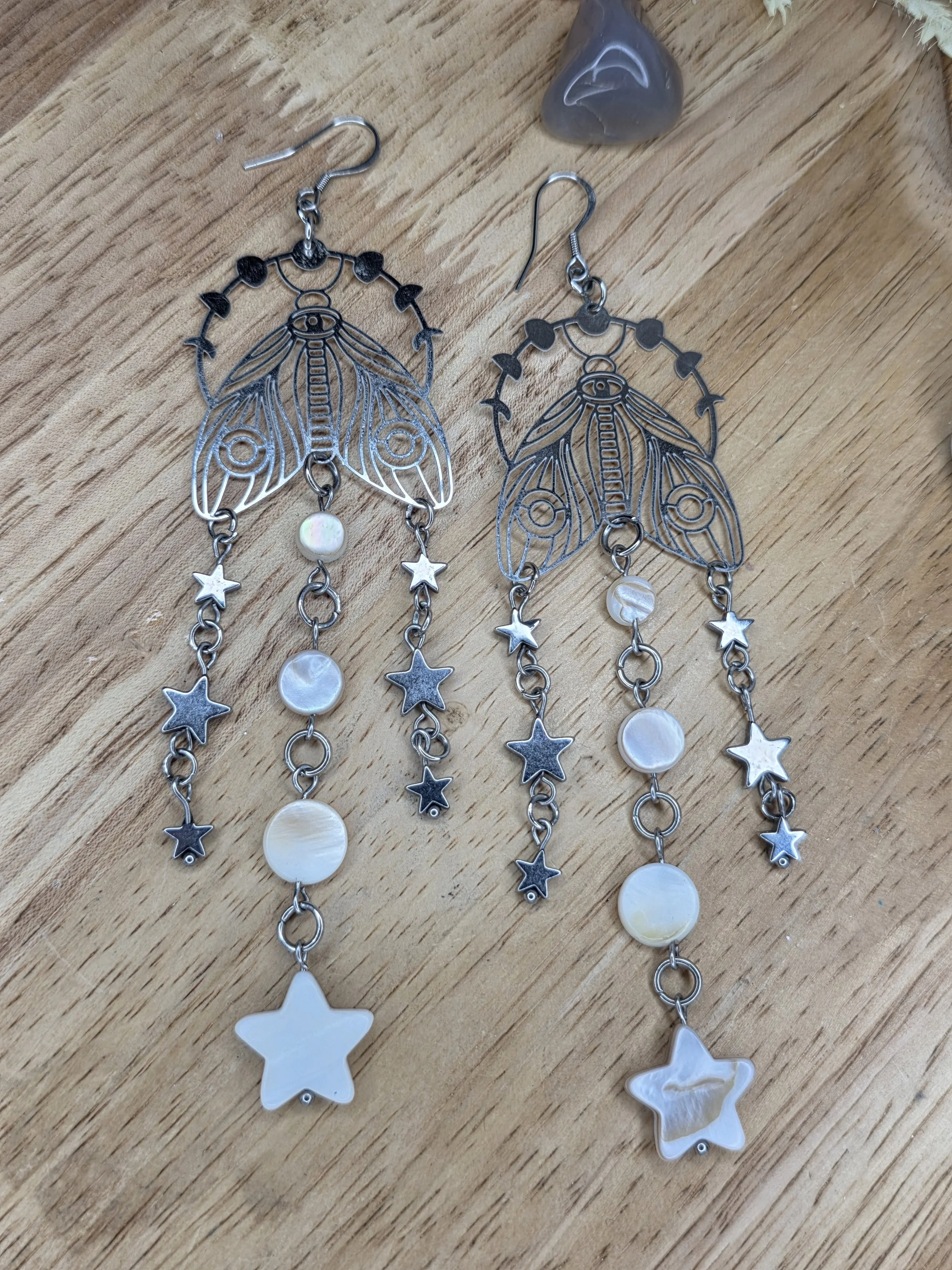 Lunar Moth Shell Earrings