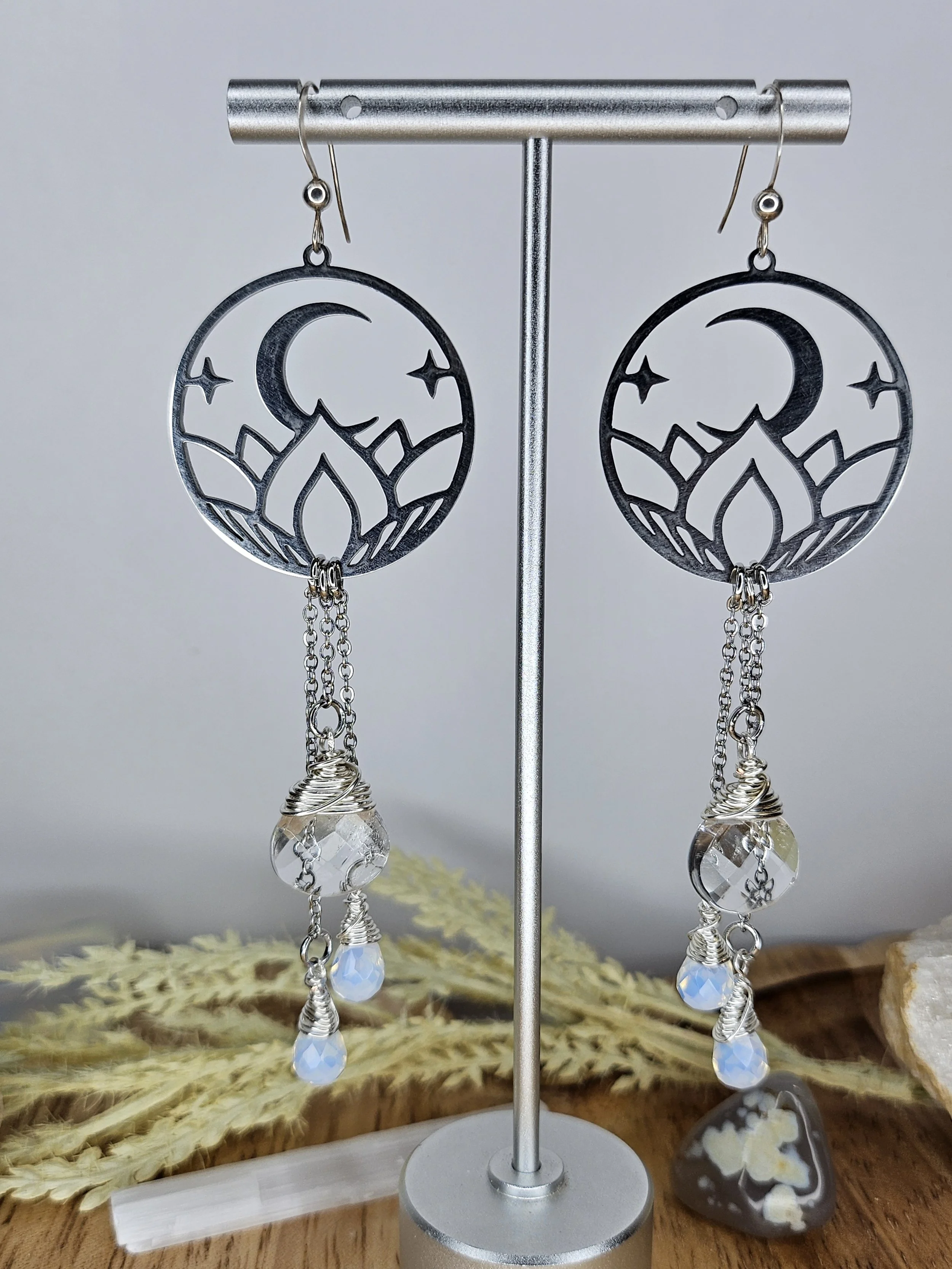 Moon Drop Quartz Earrings