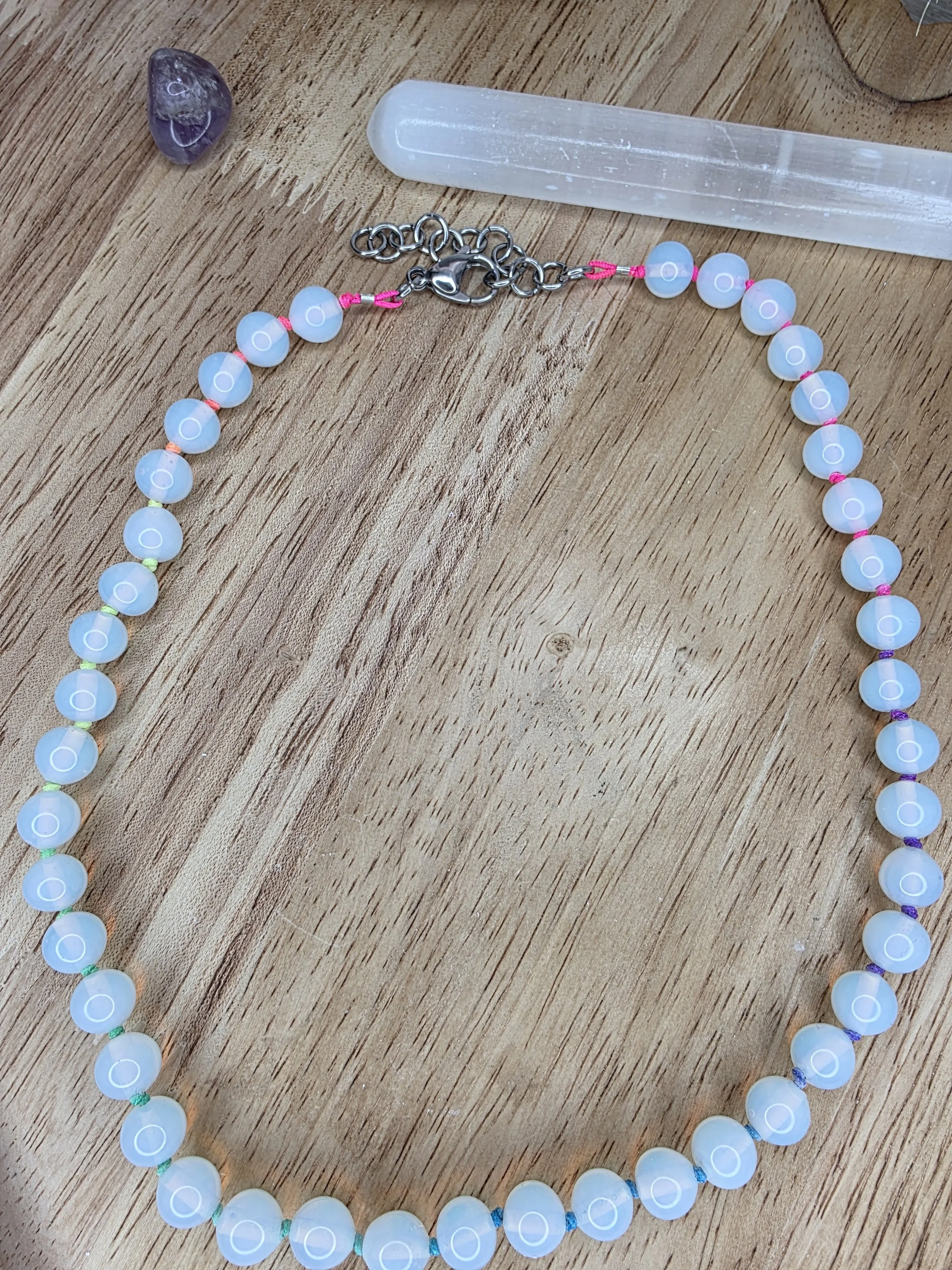 Hand Knotted Rainbow Opalite Necklace