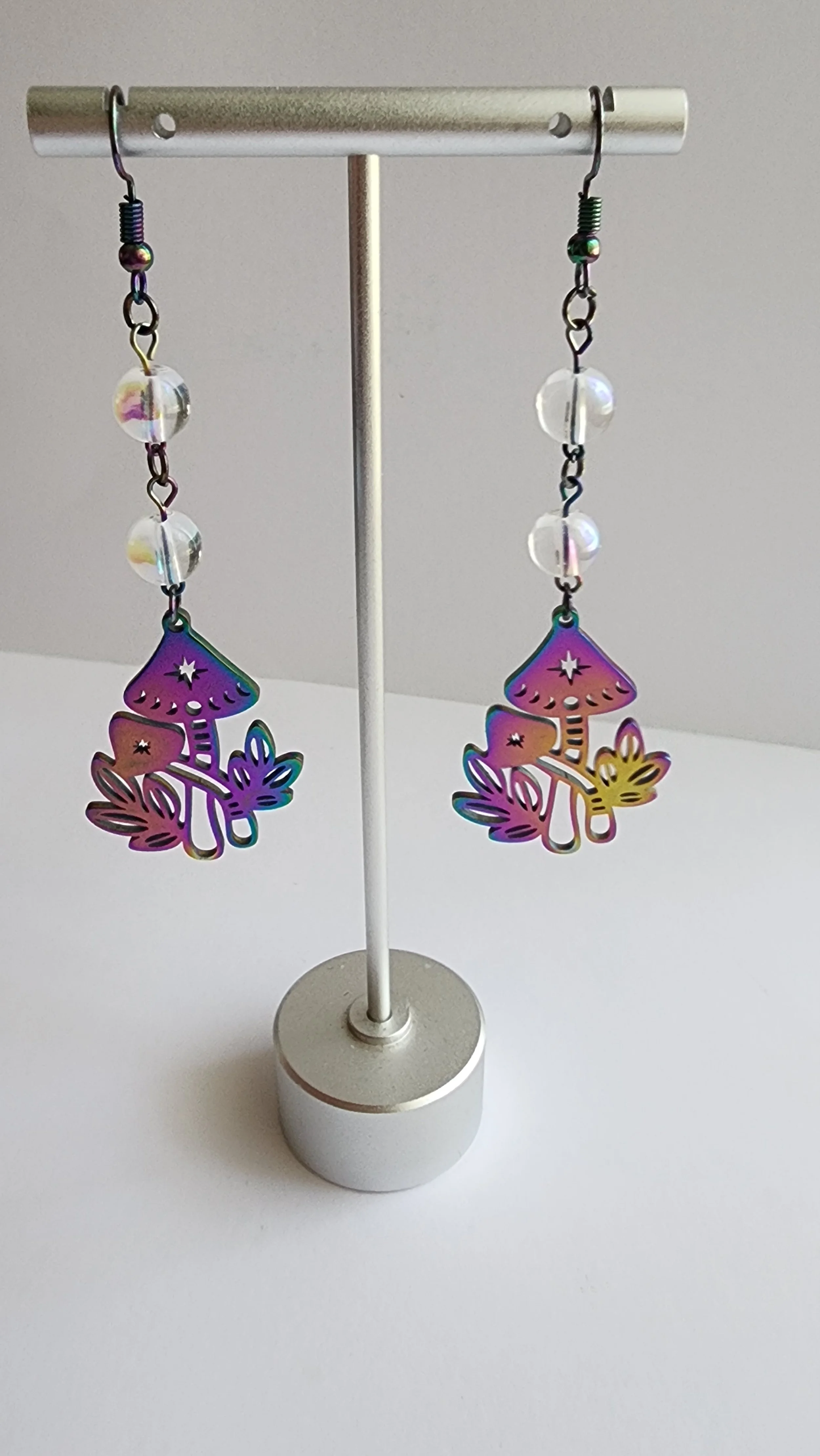Rainbow Mushroom Earrings