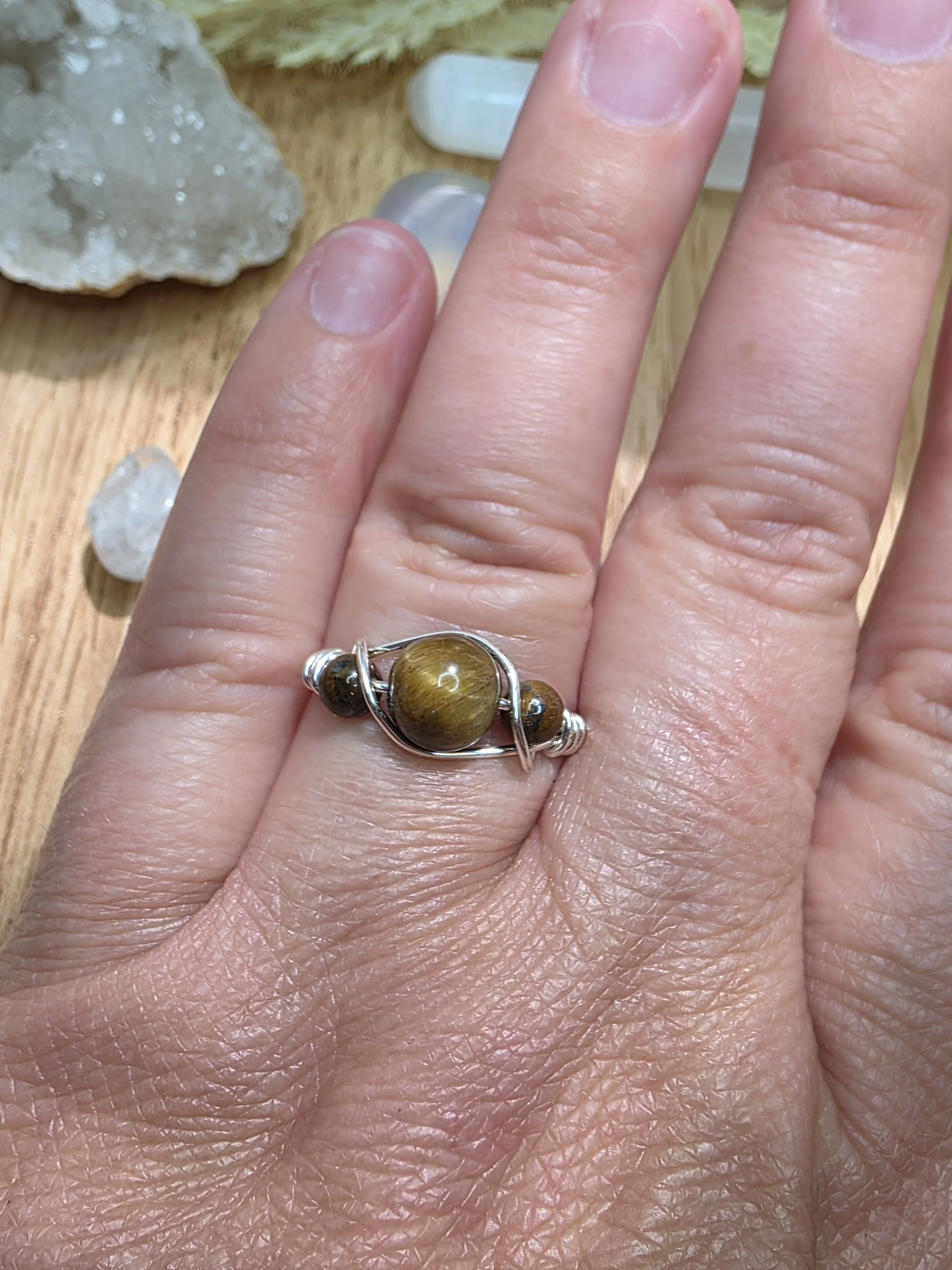 Tigers Eye Ring, Size 9, Silver