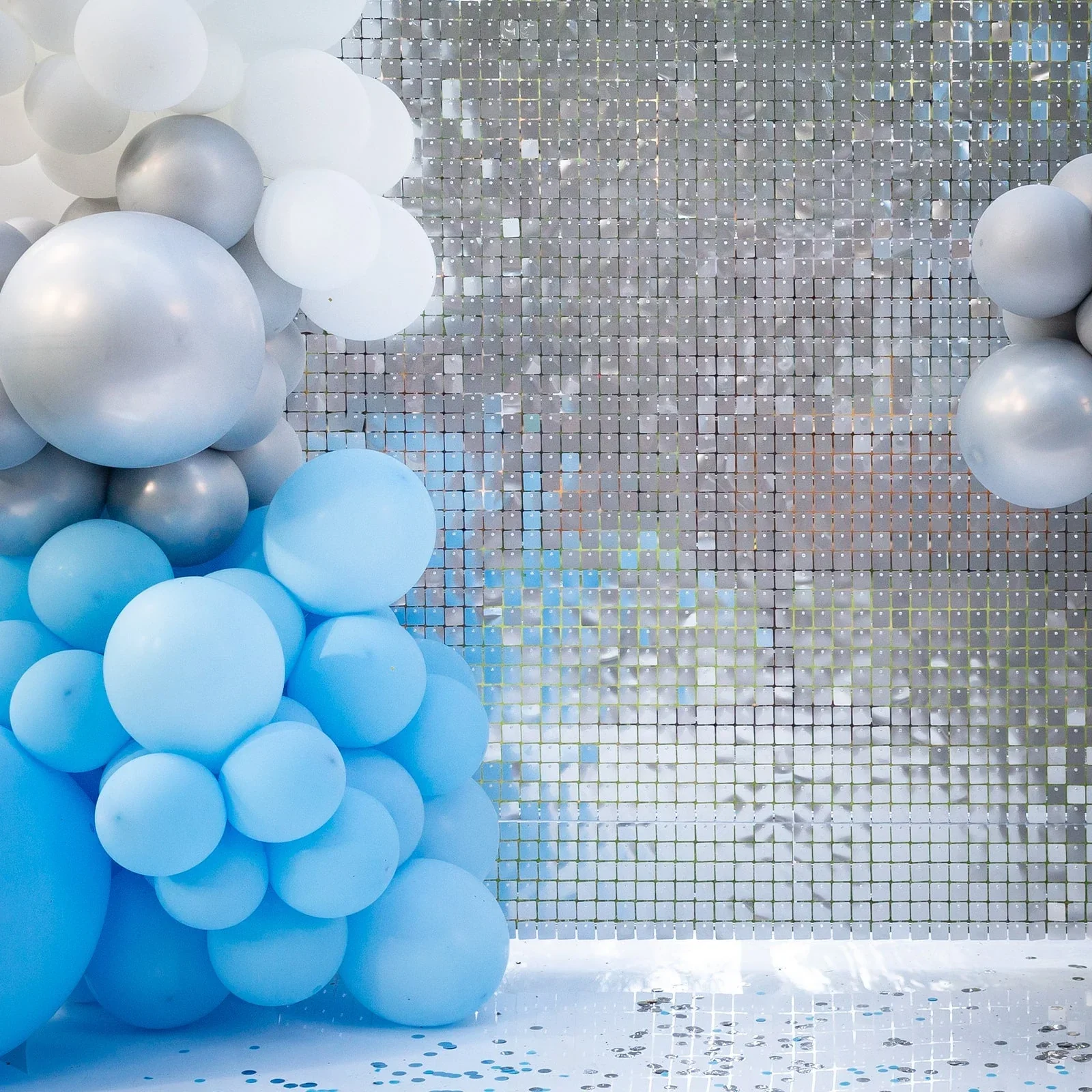 Silver Square Sequin Shimmer Wall [Setup Example]