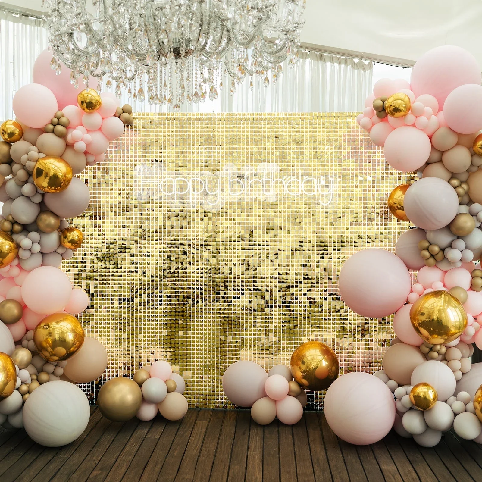Gold Square Sequin Shimmer Wall [Setup Example]
